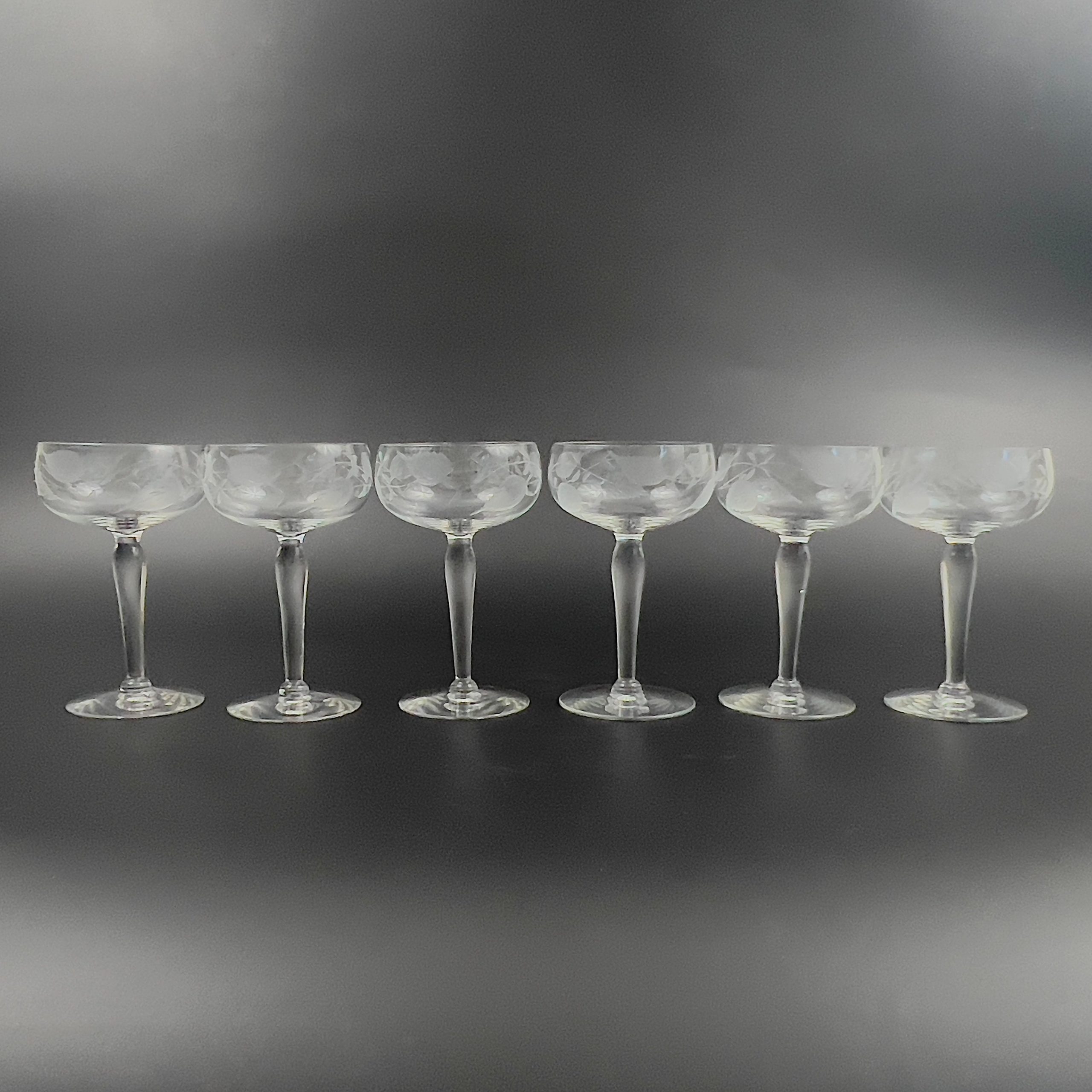 Vintage Glastonbury Lotus Champagne Coupes: Mid-Century Modern Floral Glasses, Set of 6 - Image 9