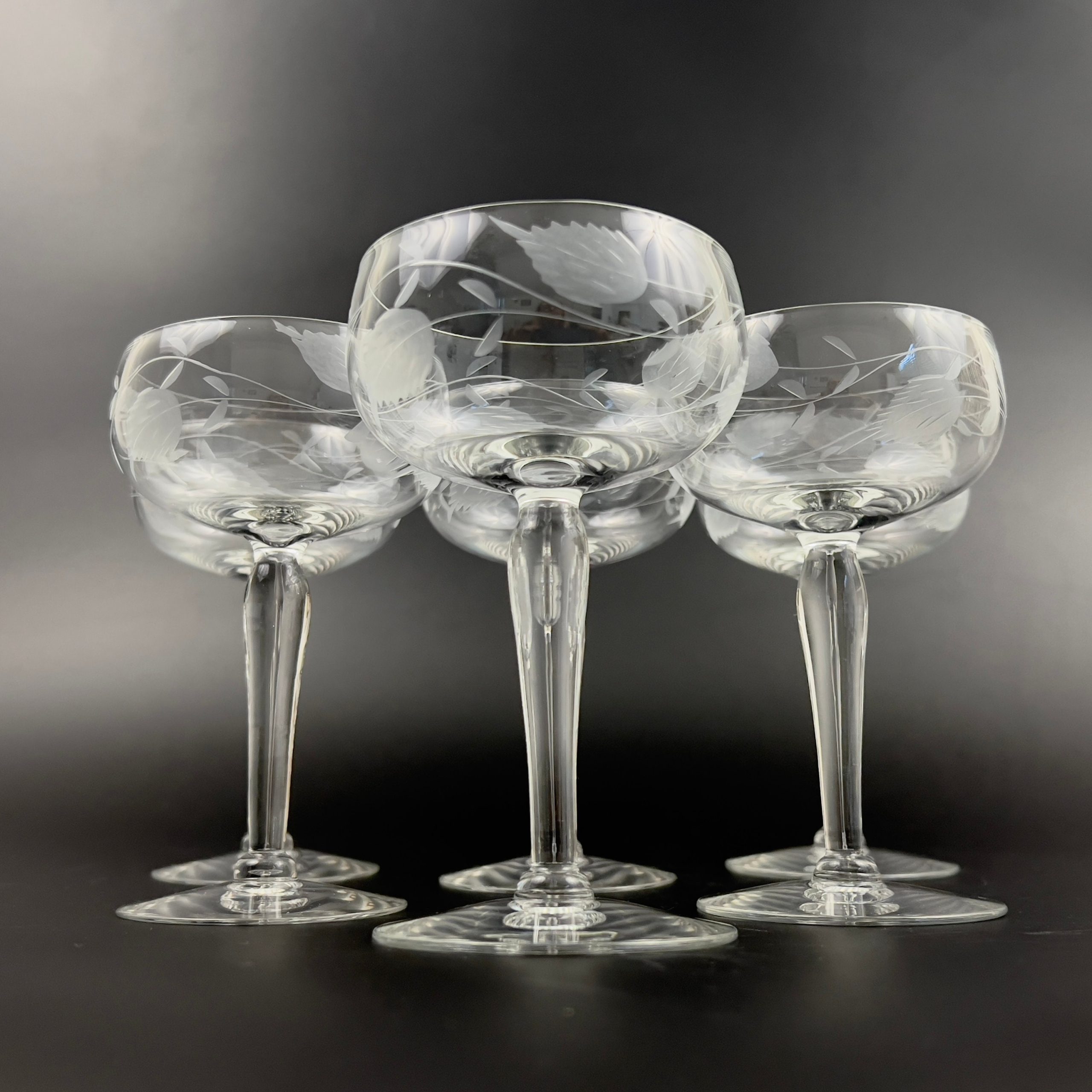 Vintage Glastonbury Lotus Champagne Coupes: Mid-Century Modern Floral Glasses, Set of 6 - Image 4