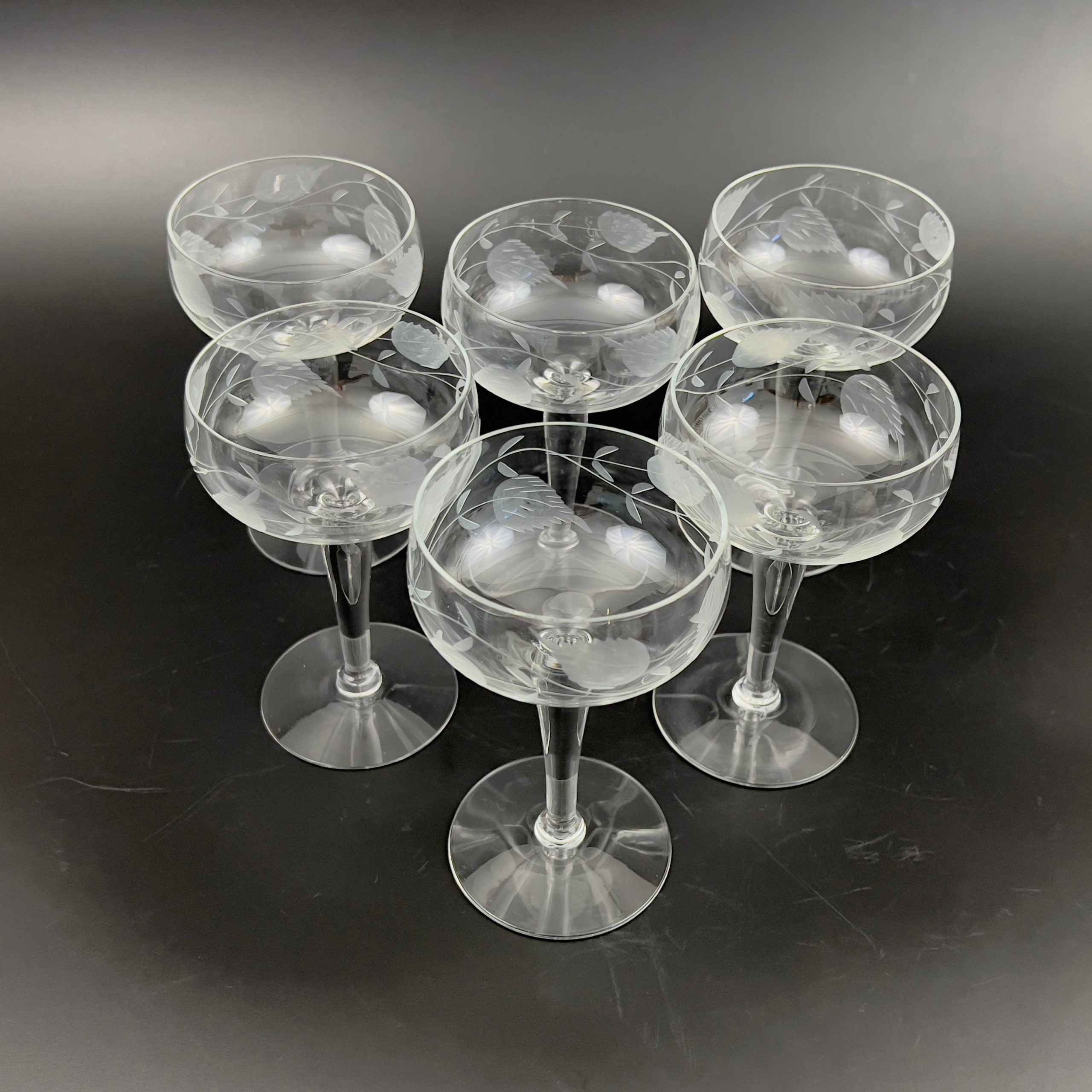 Vintage Glastonbury Lotus Champagne Coupes: Mid-Century Modern Floral Glasses, Set of 6 - Image 5