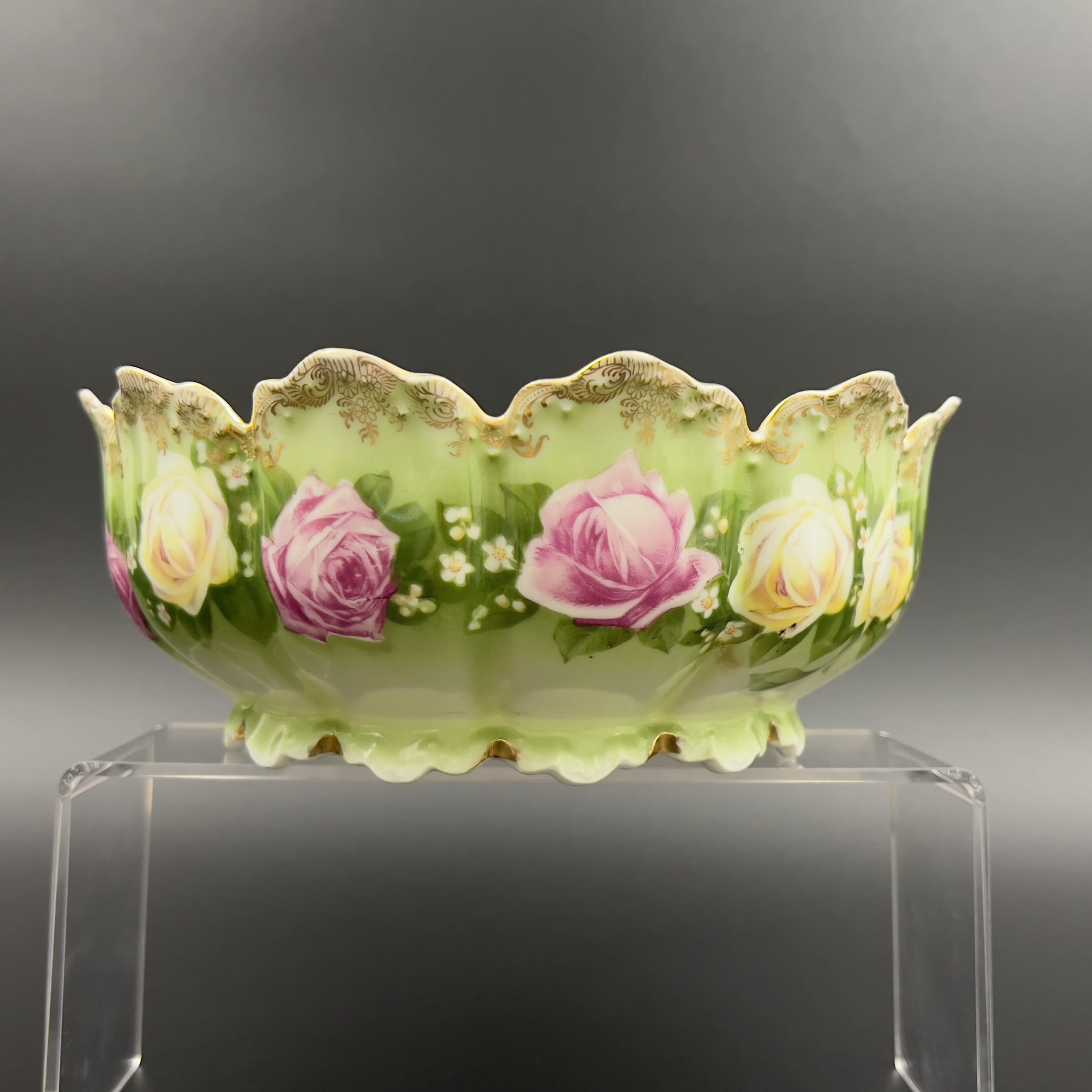 Antique Rosenthal Bavaria Bowl: Hand-Painted Roses, Gold Filigree007 - Image 5