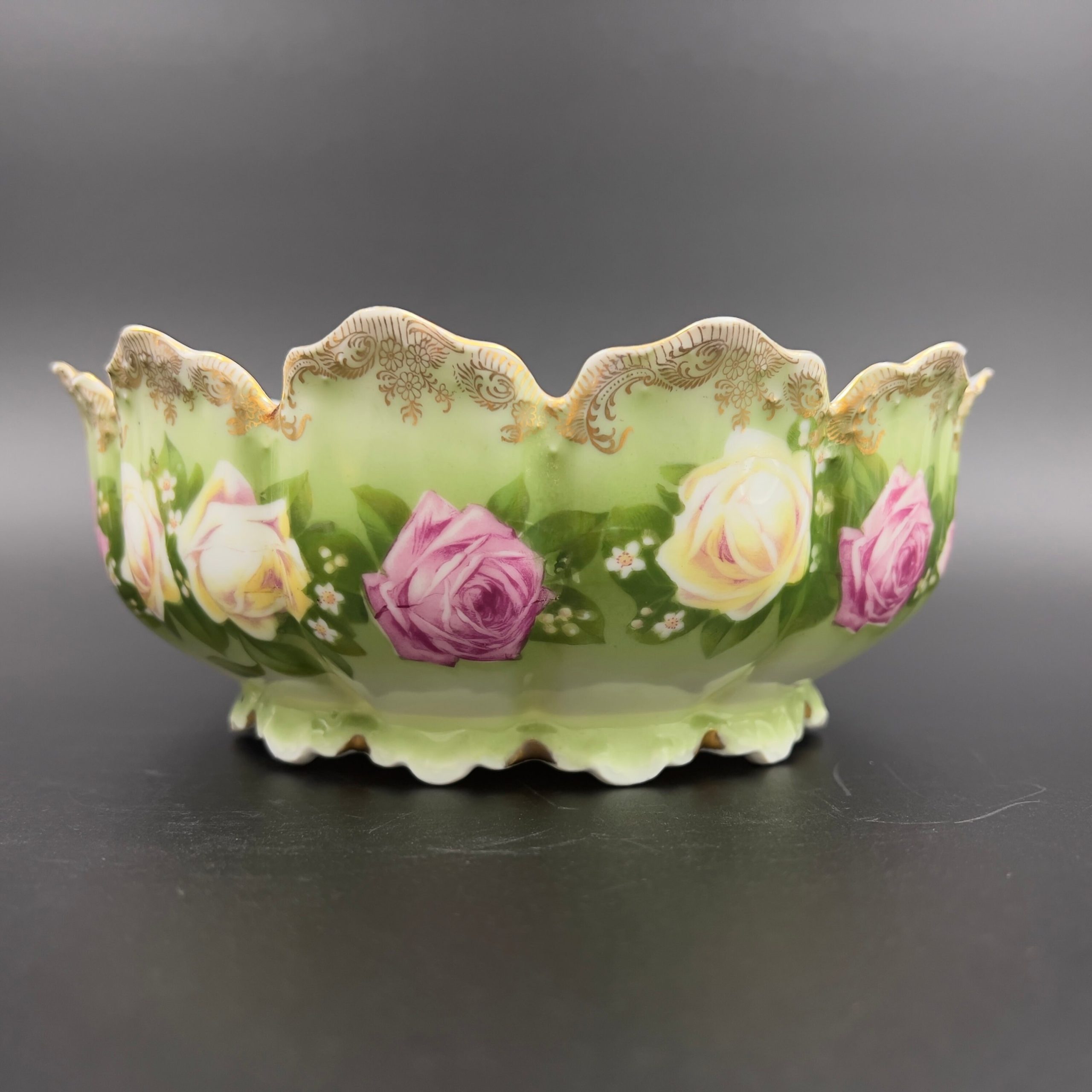 Antique Rosenthal Bavaria Bowl: Hand-Painted Roses, Gold Filigree007 - Image 4