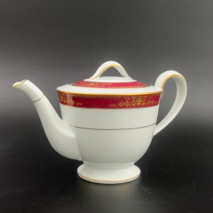 Vintage Noritake Goldmere Teapot: Red & Gold Porcelain, Japan (6525)