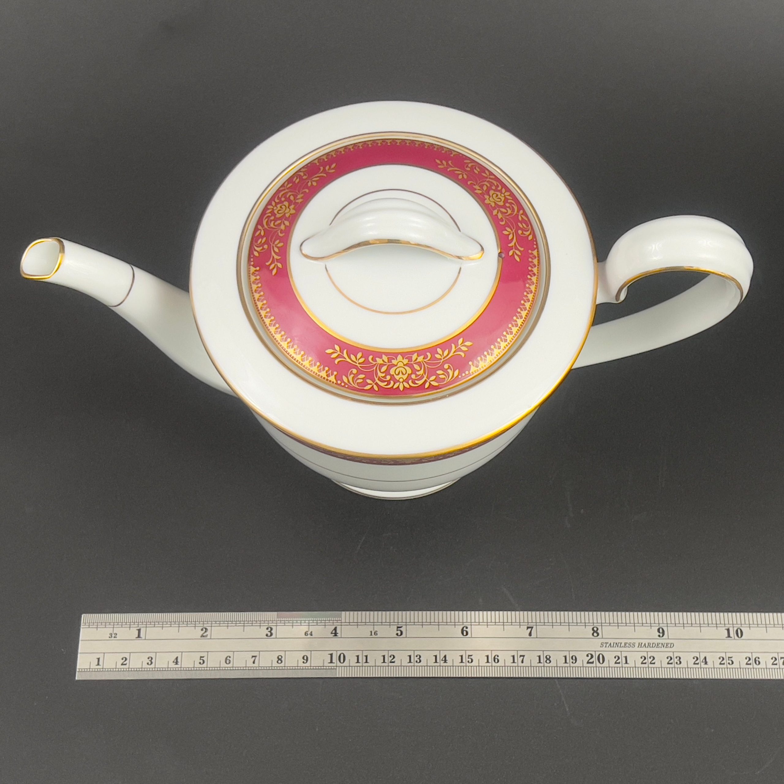 Vintage Noritake Goldmere Teapot: Red & Gold Porcelain, Japan (6525) - Image 10