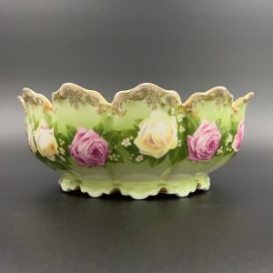Antique Rosenthal Bavaria Bowl: Hand-Painted Roses, Gold Filigree007