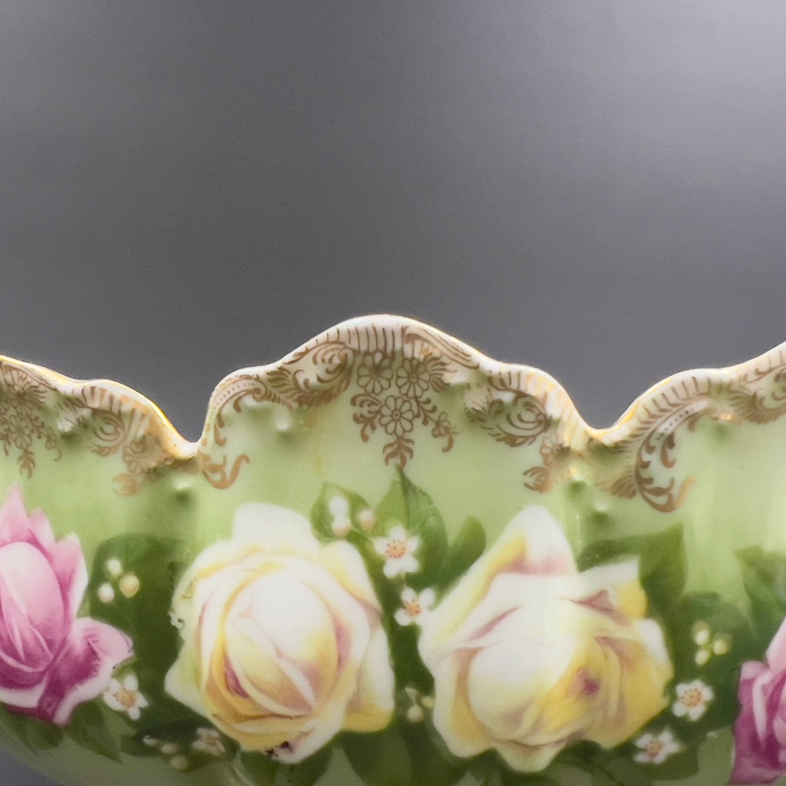 Antique Rosenthal Bavaria Bowl: Hand-Painted Roses, Gold Filigree007 - Image 6