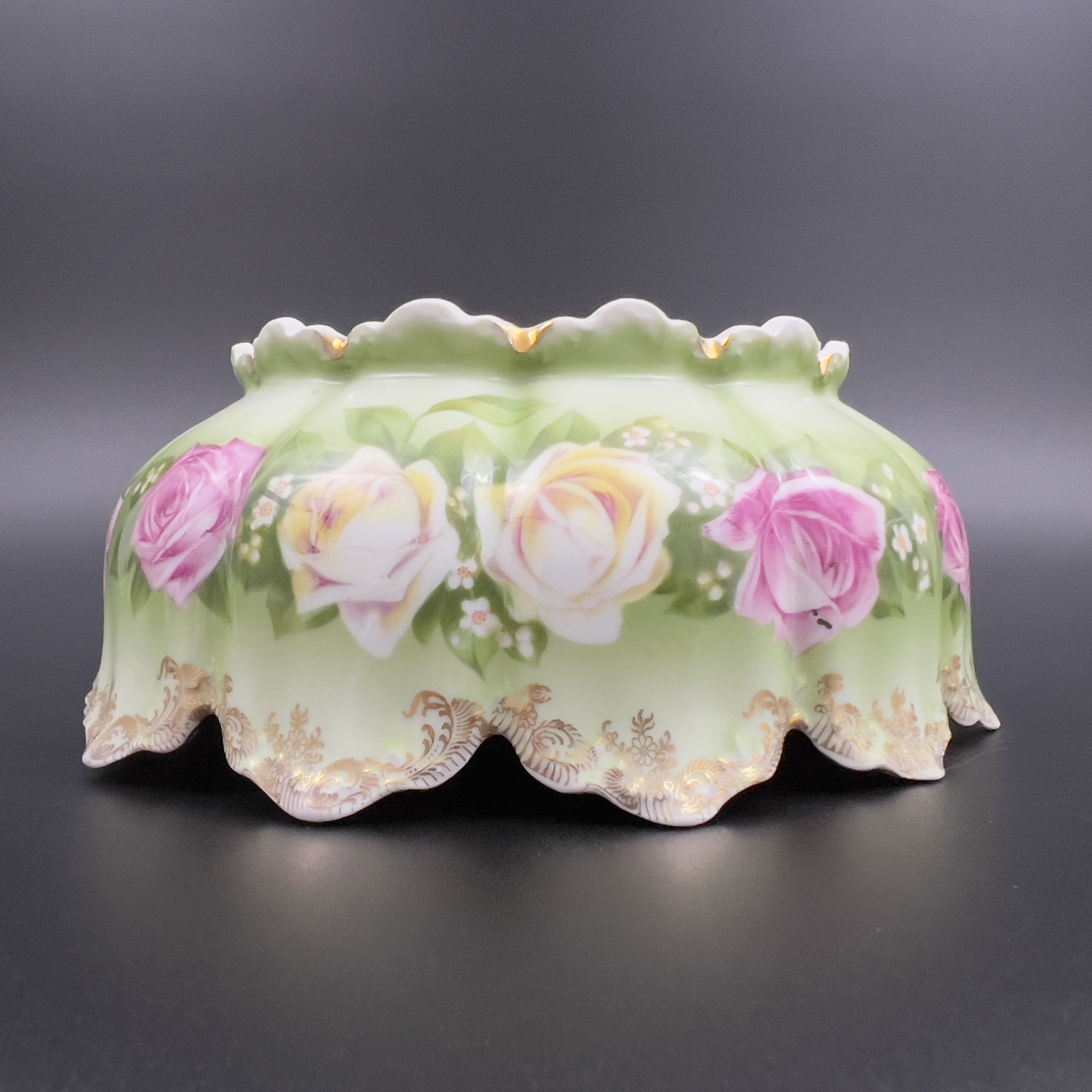 Antique Rosenthal Bavaria Bowl: Hand-Painted Roses, Gold Filigree007 - Image 7
