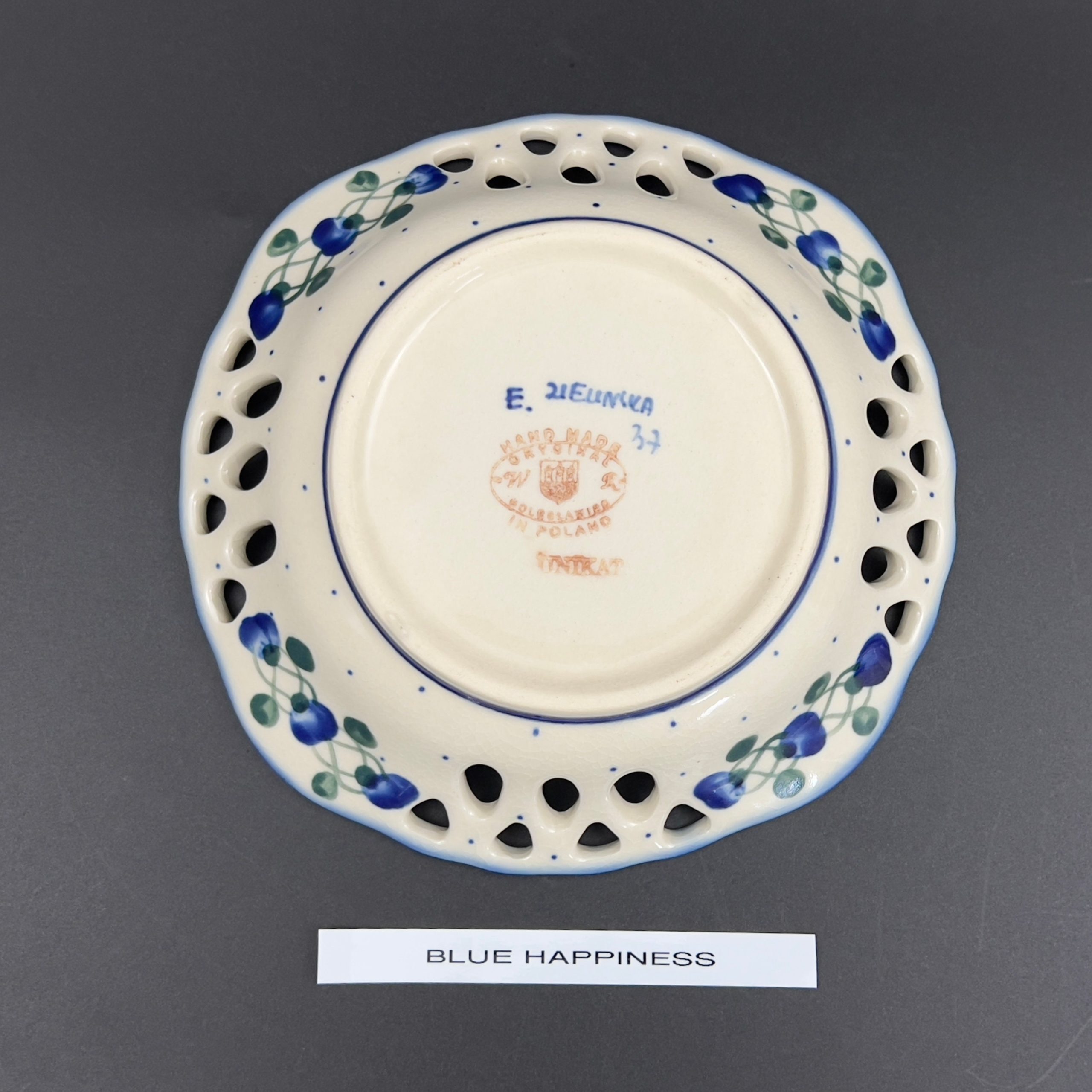 Vintage W.R. Unikat Polish Pottery Bowls: Blue Floral Stoneware - Image 8