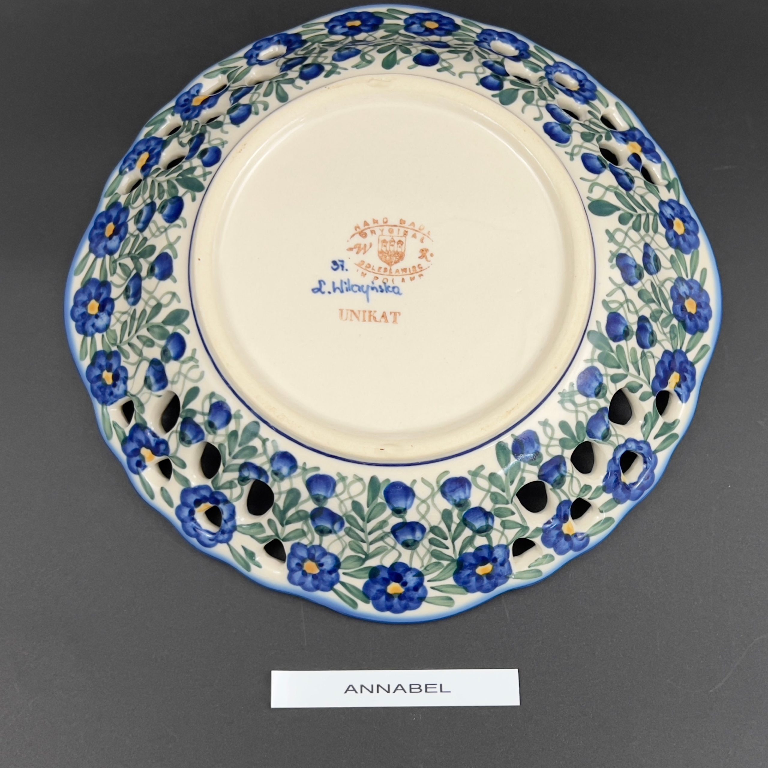 Vintage W.R. Unikat Polish Pottery Bowls: Blue Floral Stoneware - Image 5