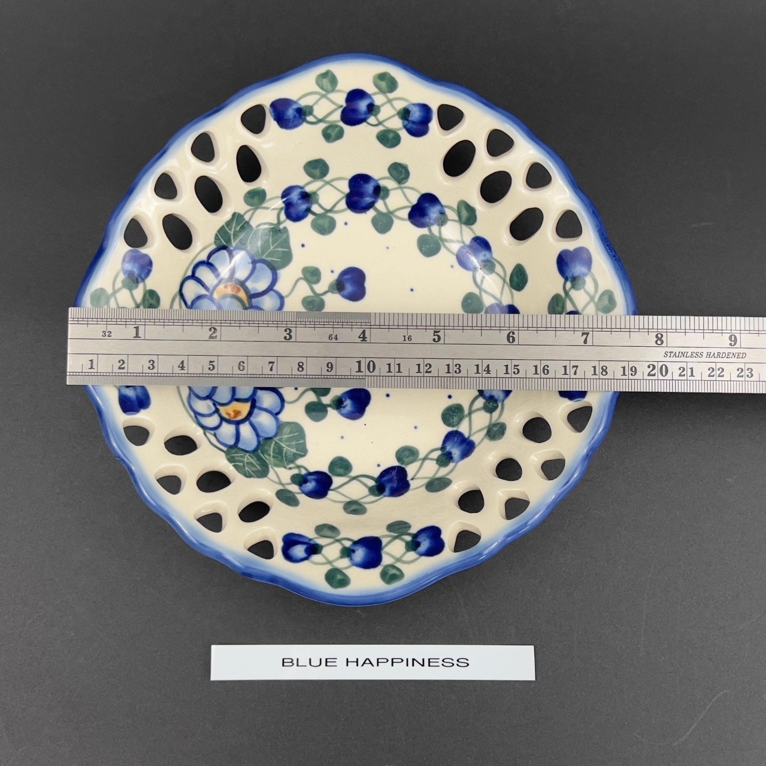 Vintage W.R. Unikat Polish Pottery Bowls: Blue Floral Stoneware - Image 7