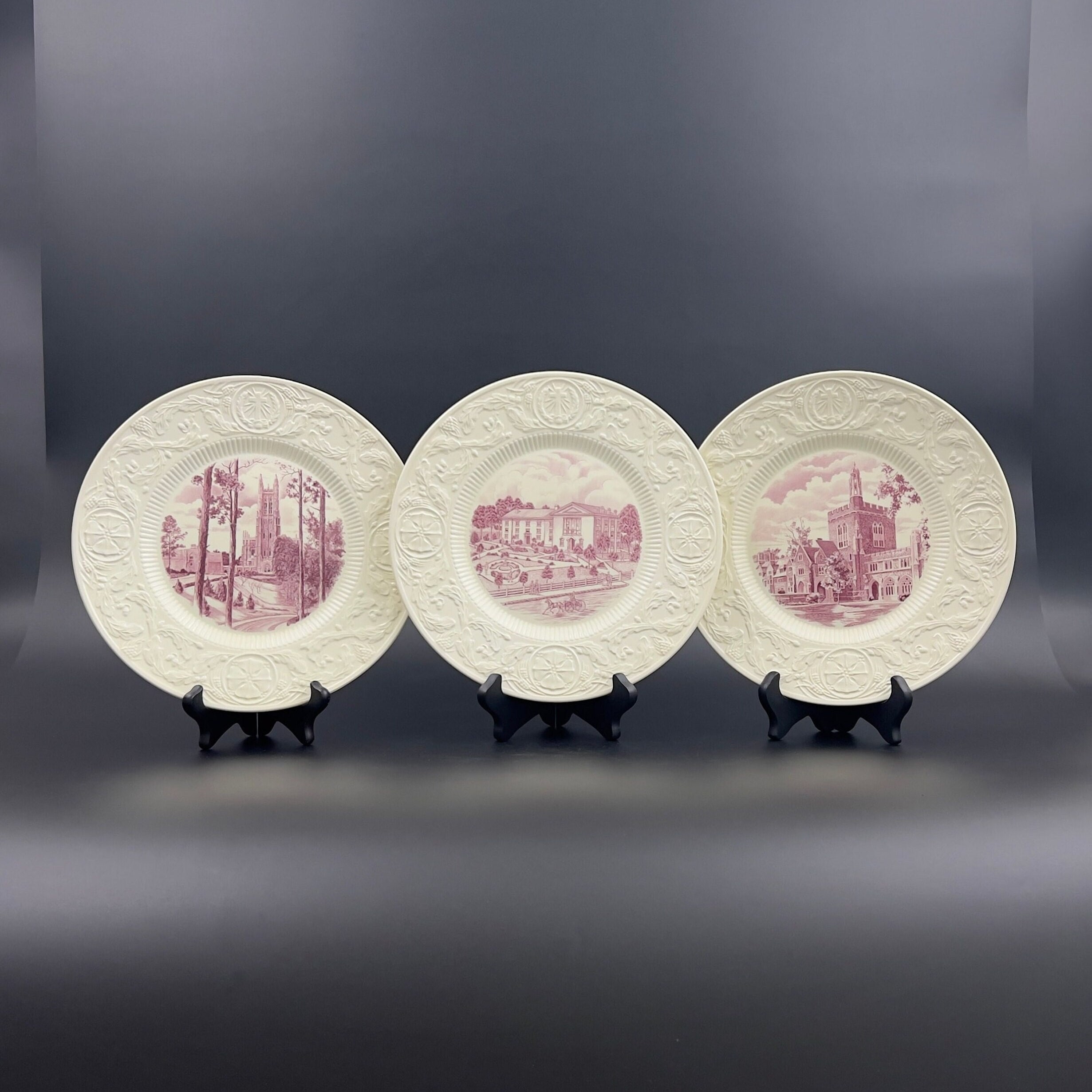 1937 Wedgwood Duke University Plate: Red Mulberry Historic Building