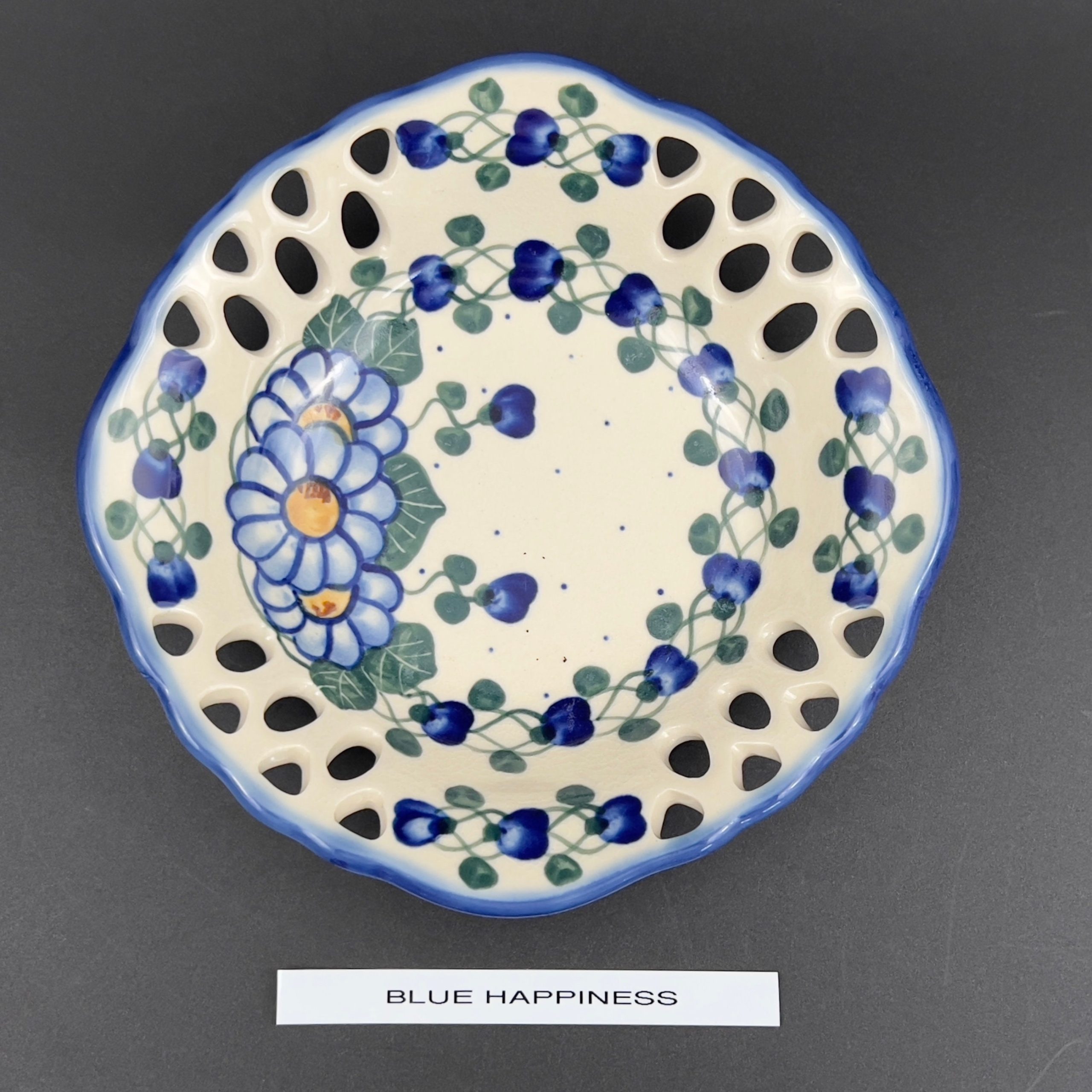 Vintage W.R. Unikat Polish Pottery Bowls: Blue Floral Stoneware - Image 6