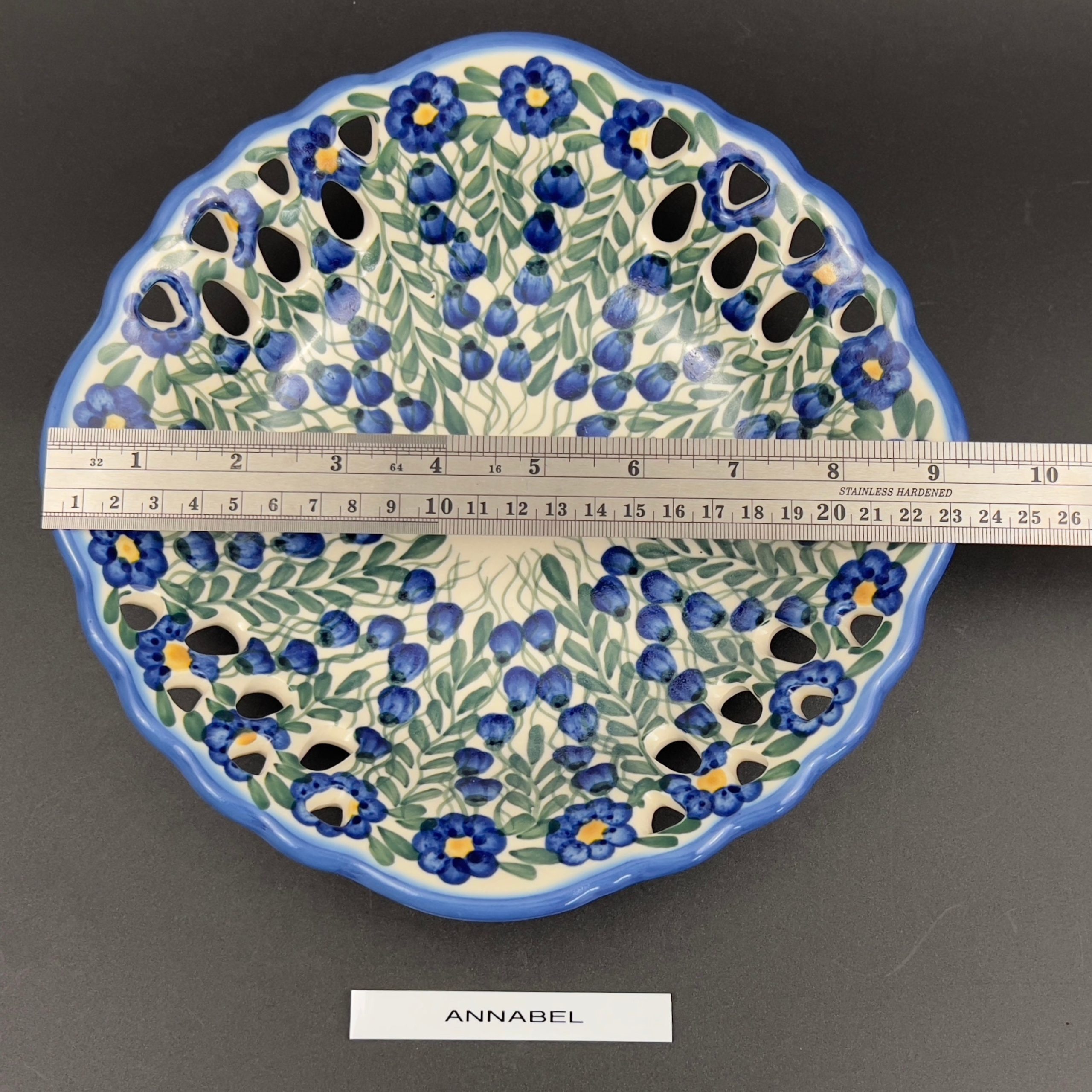 Vintage W.R. Unikat Polish Pottery Bowls: Blue Floral Stoneware - Image 4