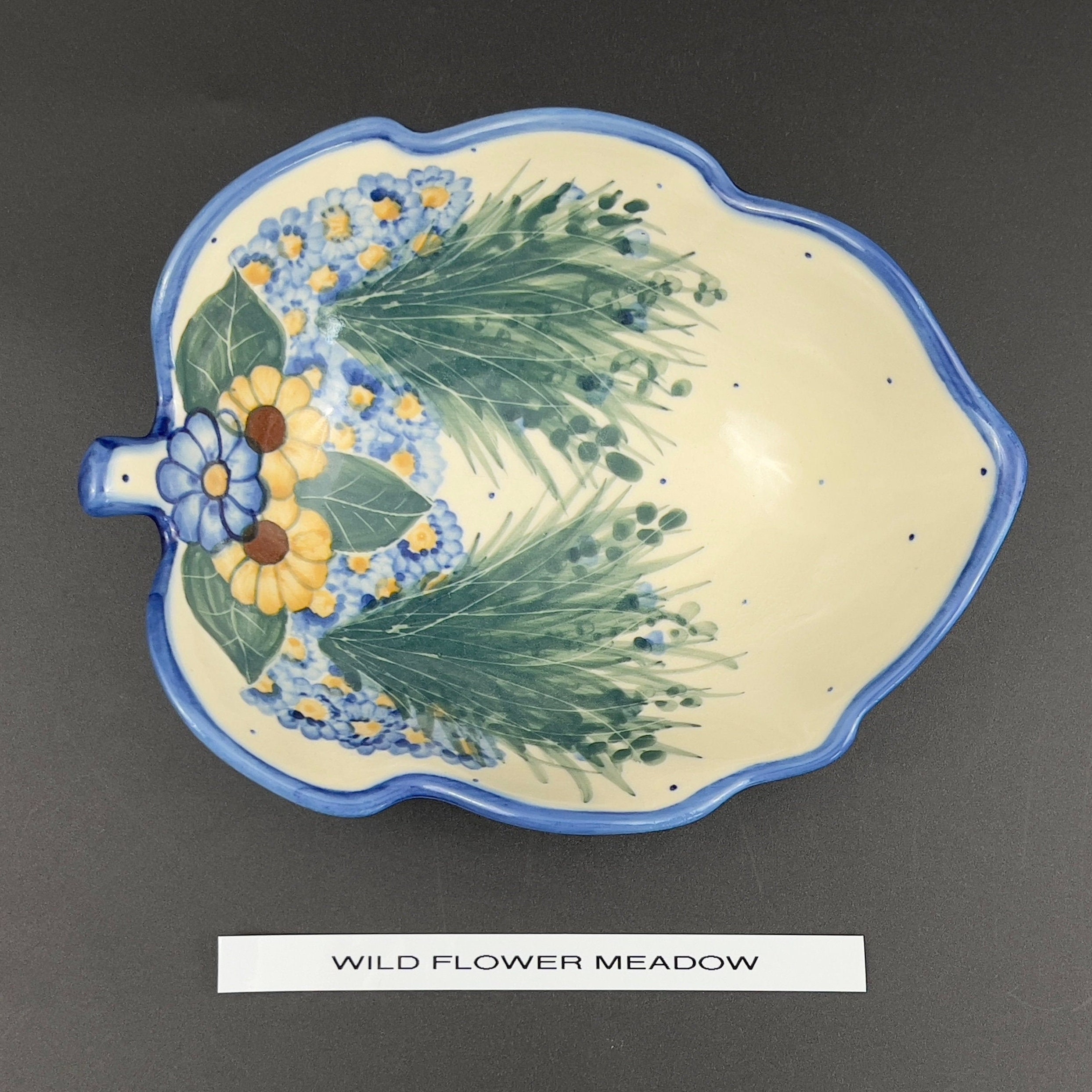 Vintage W.R. Unikat Polish Pottery Bowls: Blue Floral Stoneware - Image 9