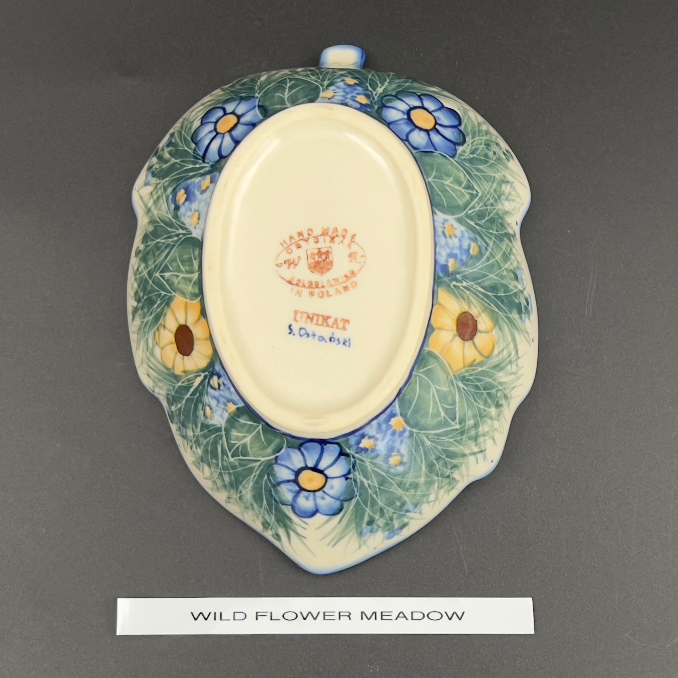 Vintage W.R. Unikat Polish Pottery Bowls: Blue Floral Stoneware - Image 11