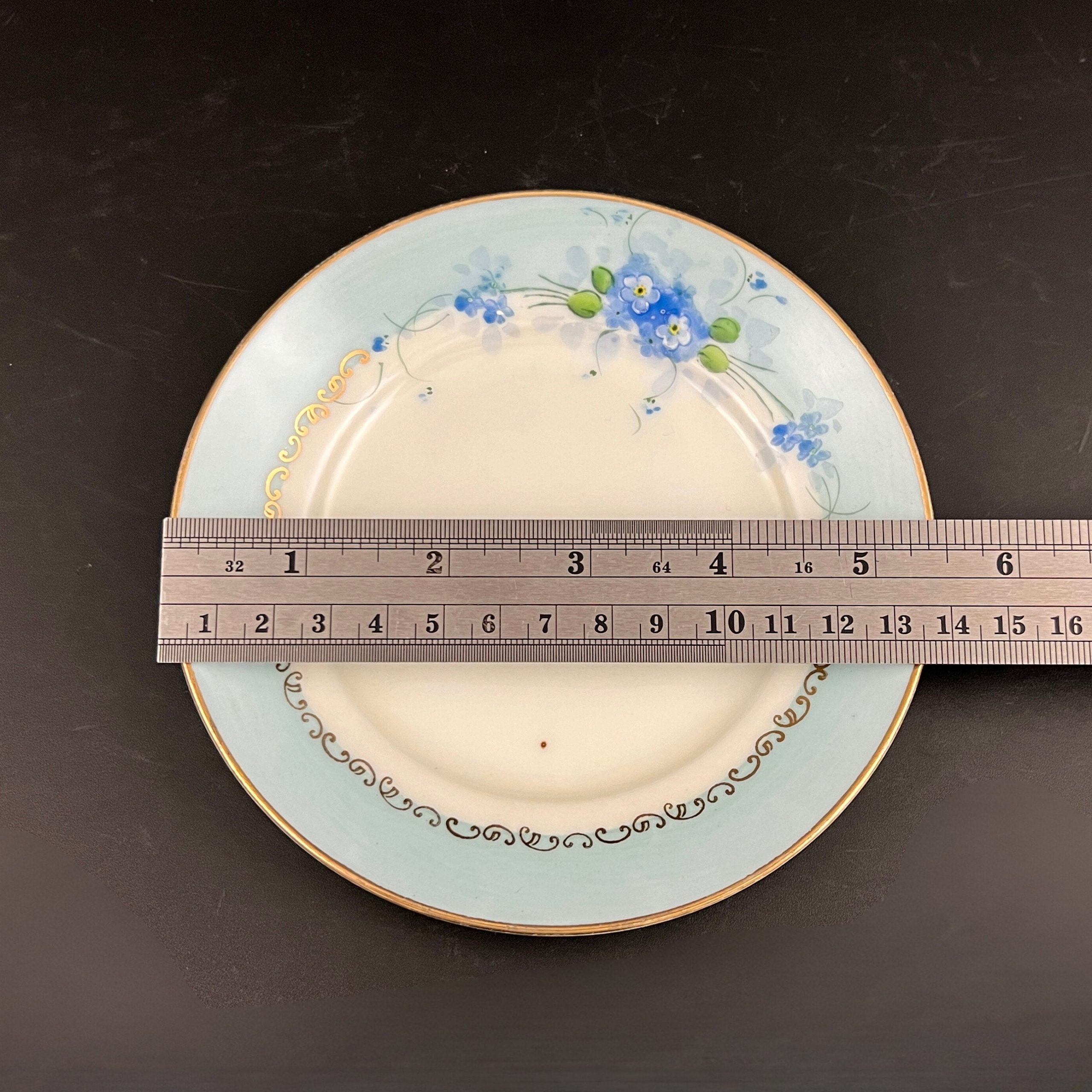 Antique Meito Porcelain Condiment Set: Hand-Painted Floral Bowl, Saucer, Spoon - Image 11