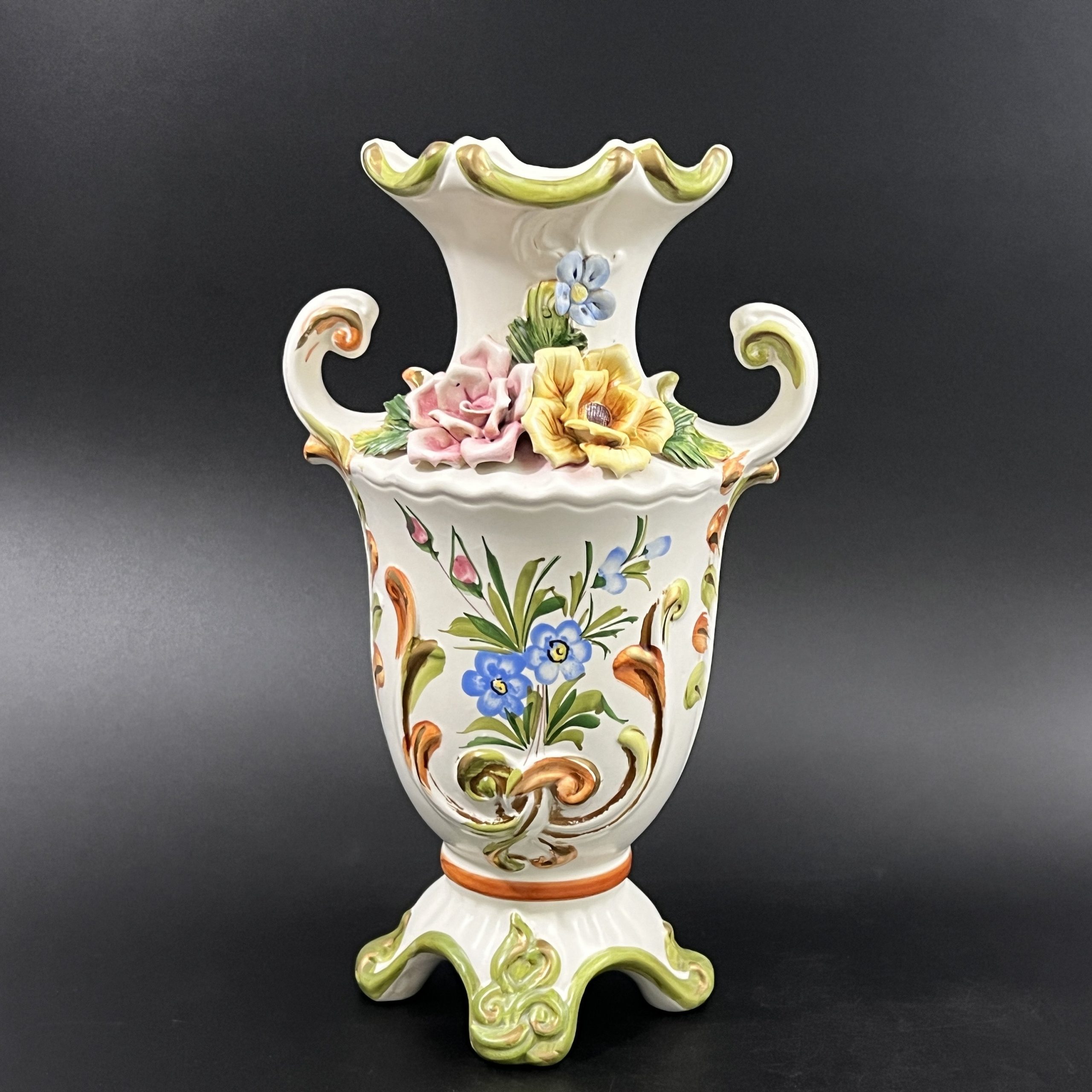 Capodimonte Porcelain Vases: Italian Floral Decor, Set of 2 - Image 4