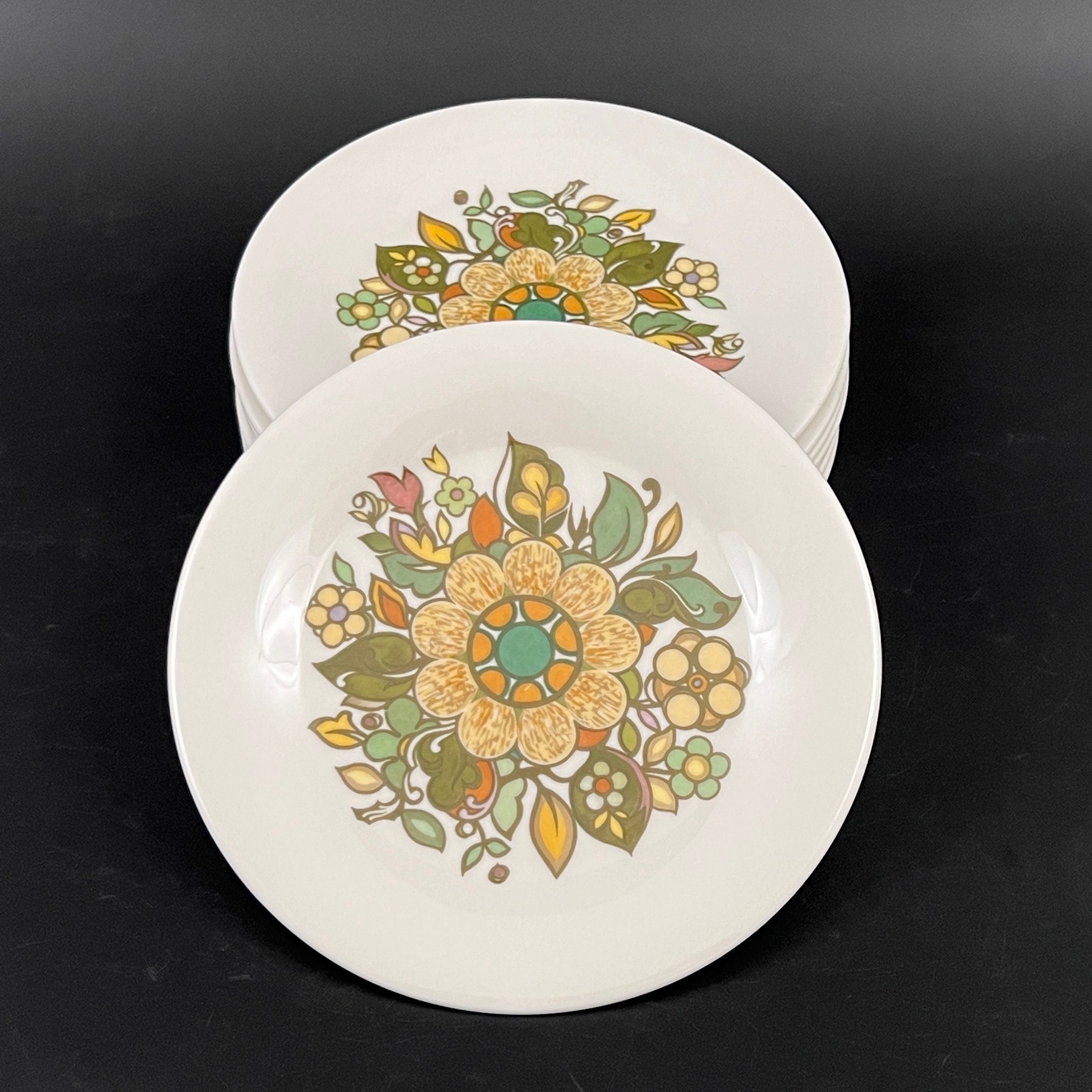Vintage Royal Doulton Appetizer Plates: Mid-Century Forest Flower Set