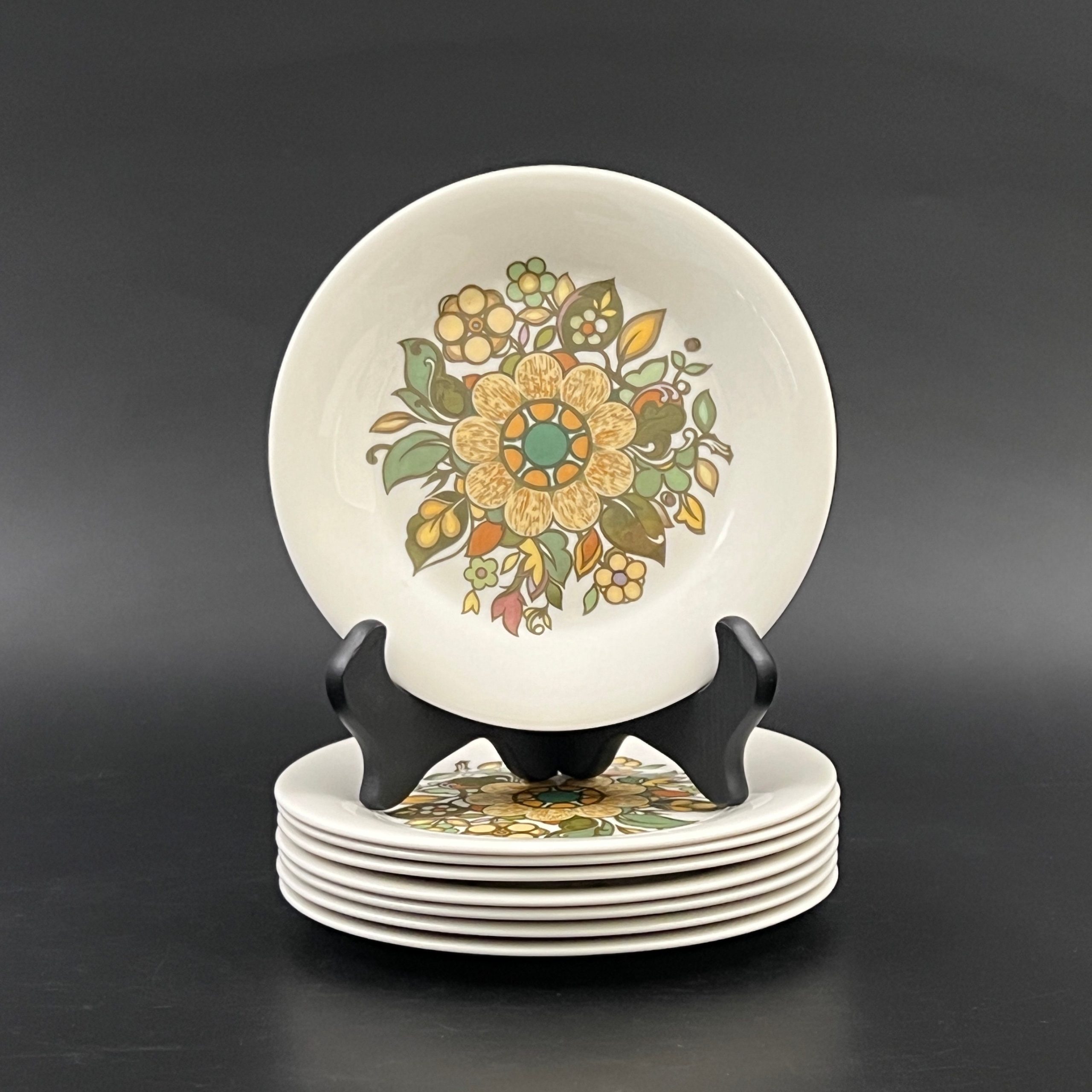 Vintage Royal Doulton Appetizer Plates: Mid-Century Forest Flower Set - Image 8