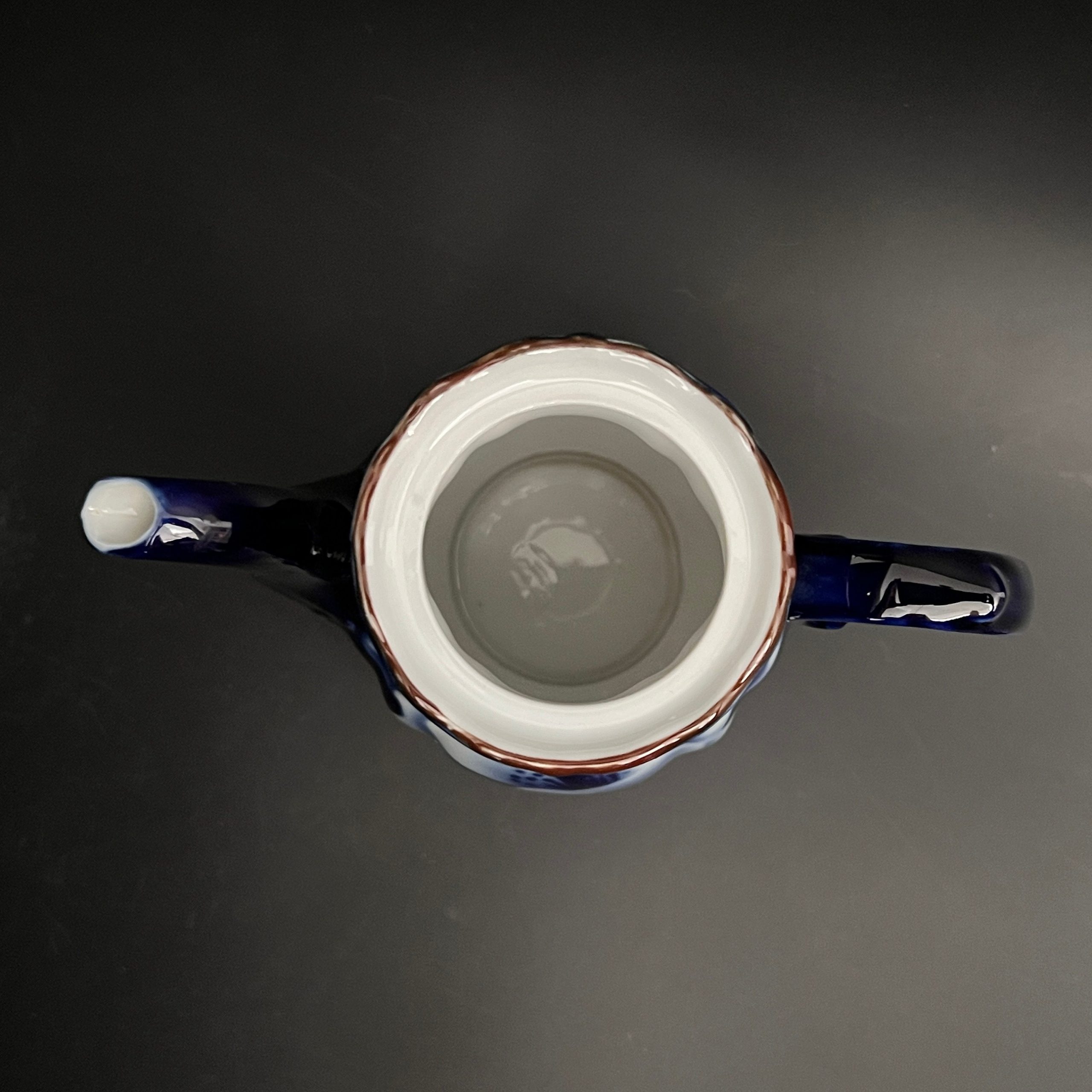Vintage KT Japan Cobalt Blue Tea Pot: Hand-Sprayed Lotus Flower - Image 10