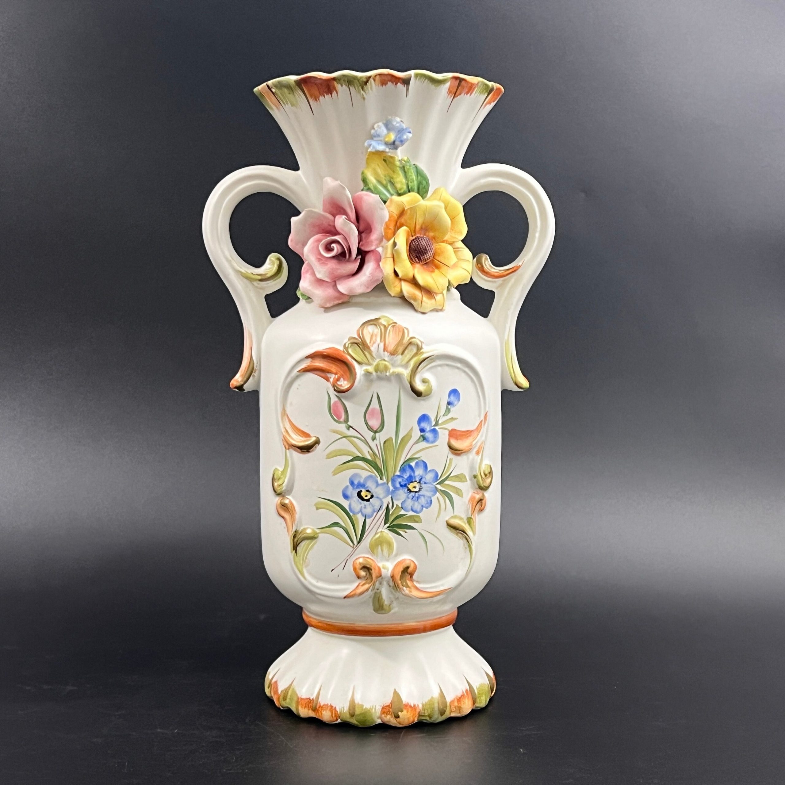 Capodimonte Porcelain Vases: Italian Floral Decor, Set of 2 - Image 6