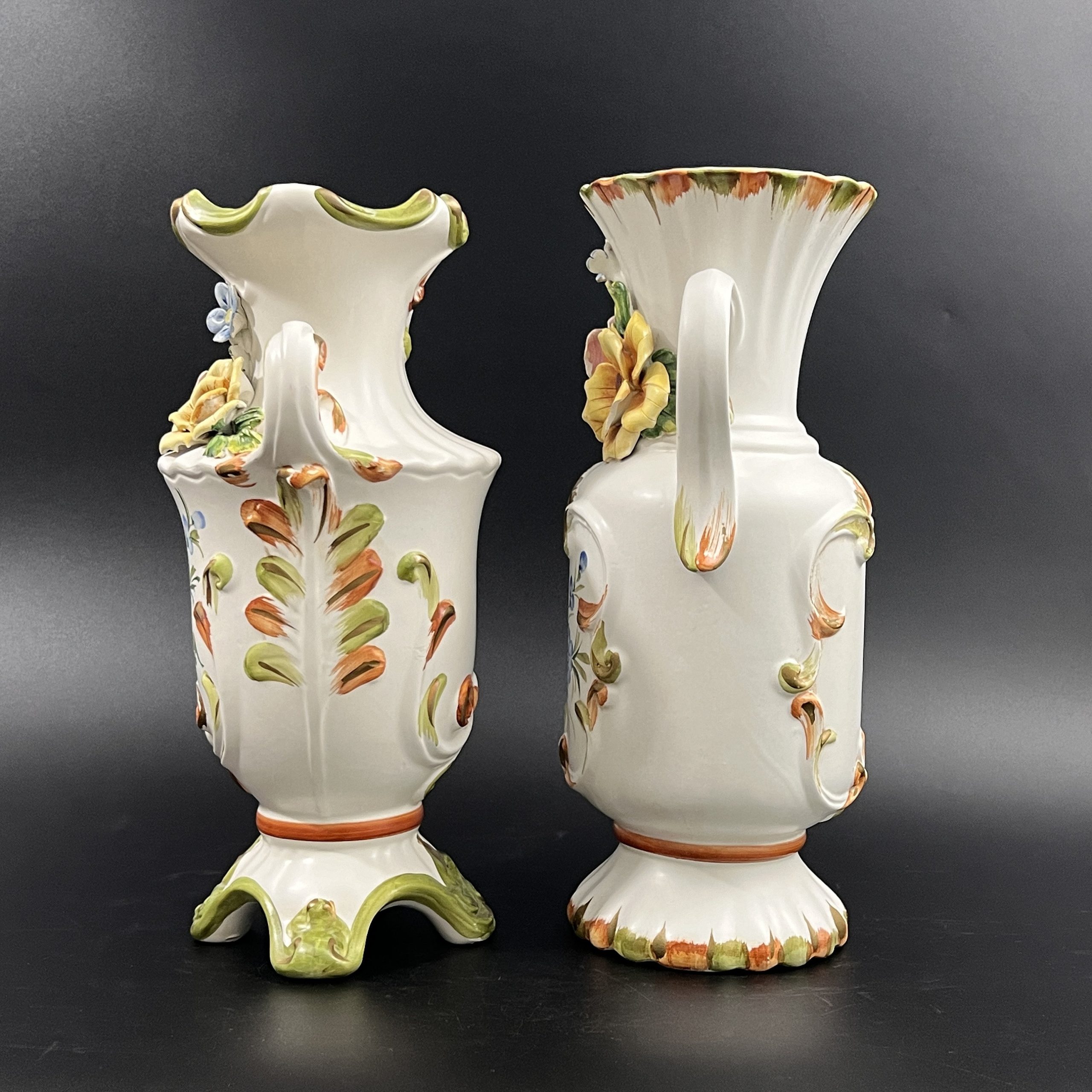 Capodimonte Porcelain Vases: Italian Floral Decor, Set of 2 - Image 8