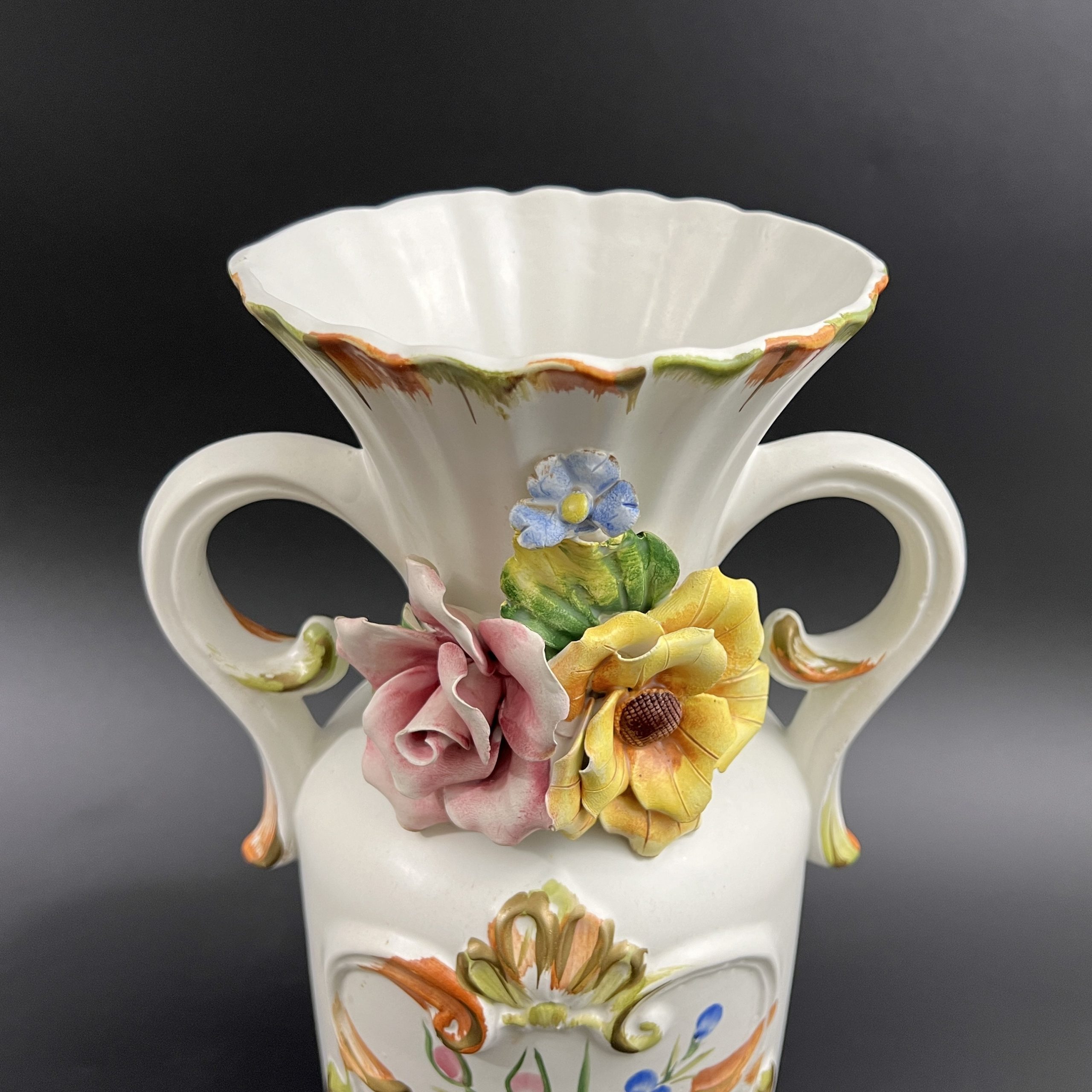 Capodimonte Porcelain Vases: Italian Floral Decor, Set of 2 - Image 7