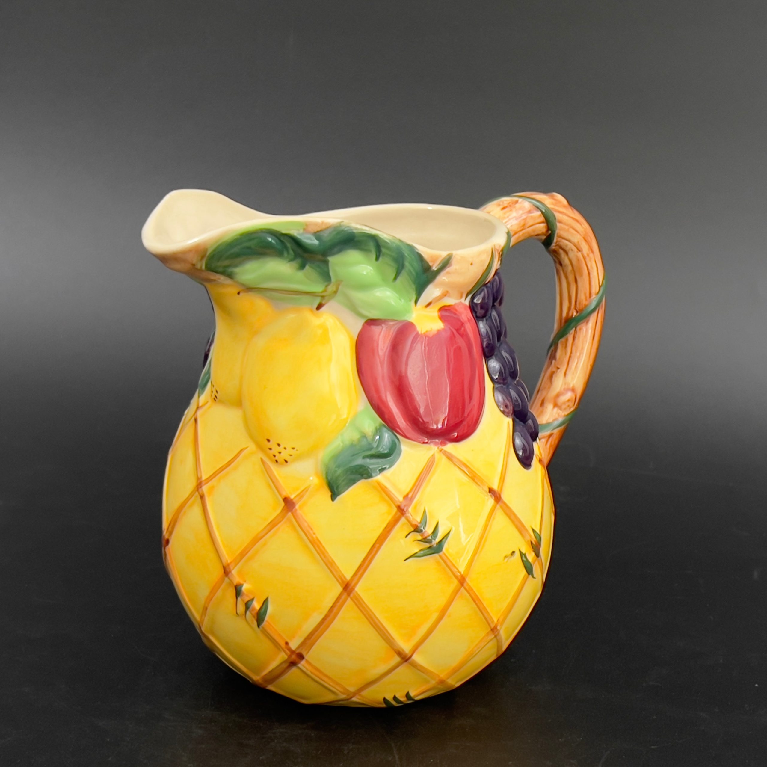Vintage Majolica Fruit Pitcher: Hand-Painted Ceramic Sangria Server - Image 4
