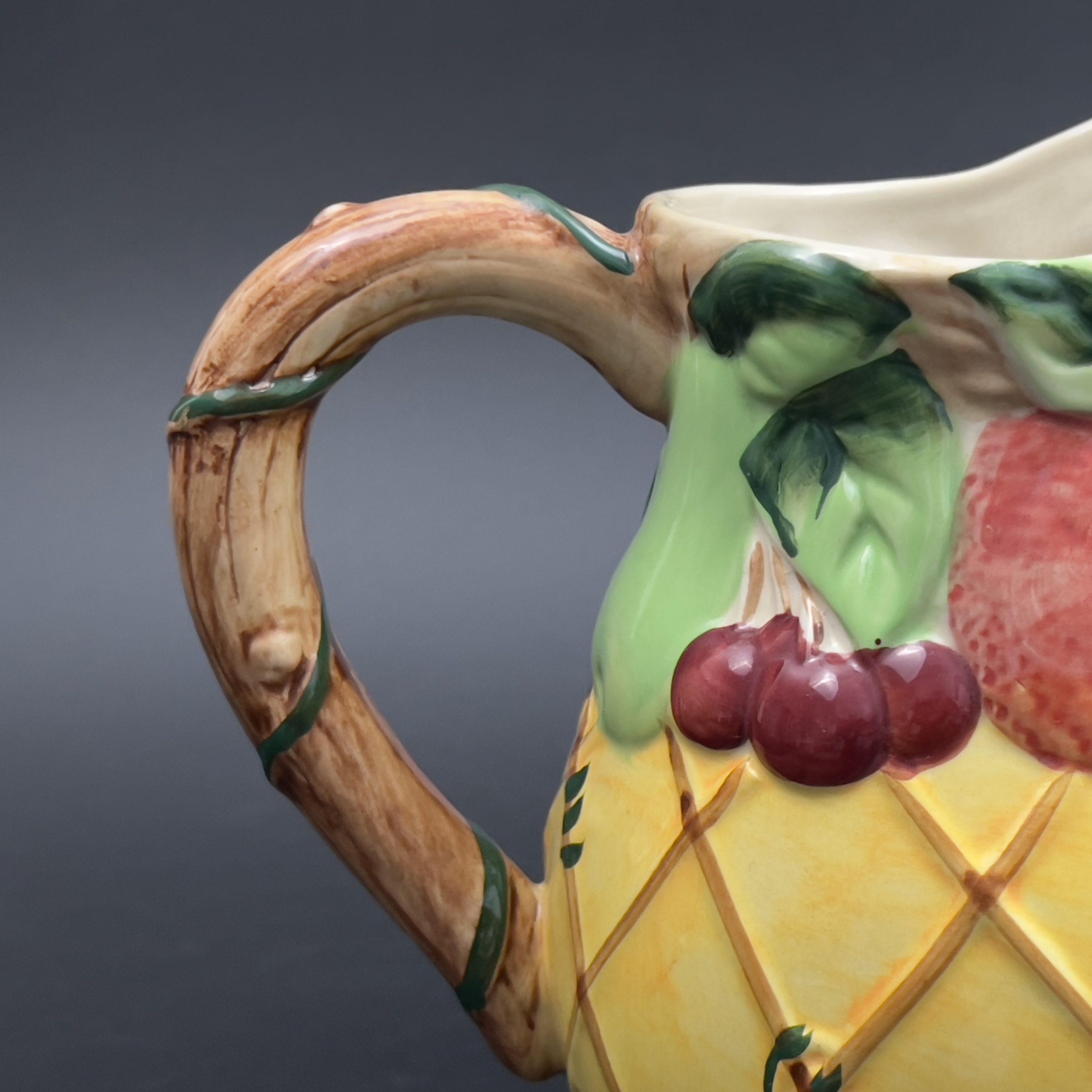 Vintage Majolica Fruit Pitcher: Hand-Painted Ceramic Sangria Server - Image 8