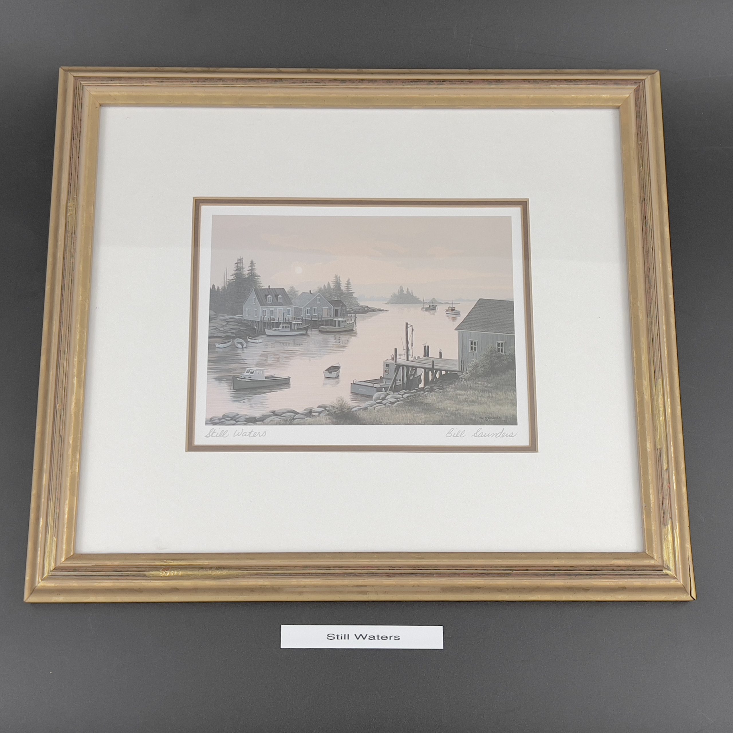 Vintage Framed Seaside Print Set: Bill Saunders Signed Nautical Art - Image 3