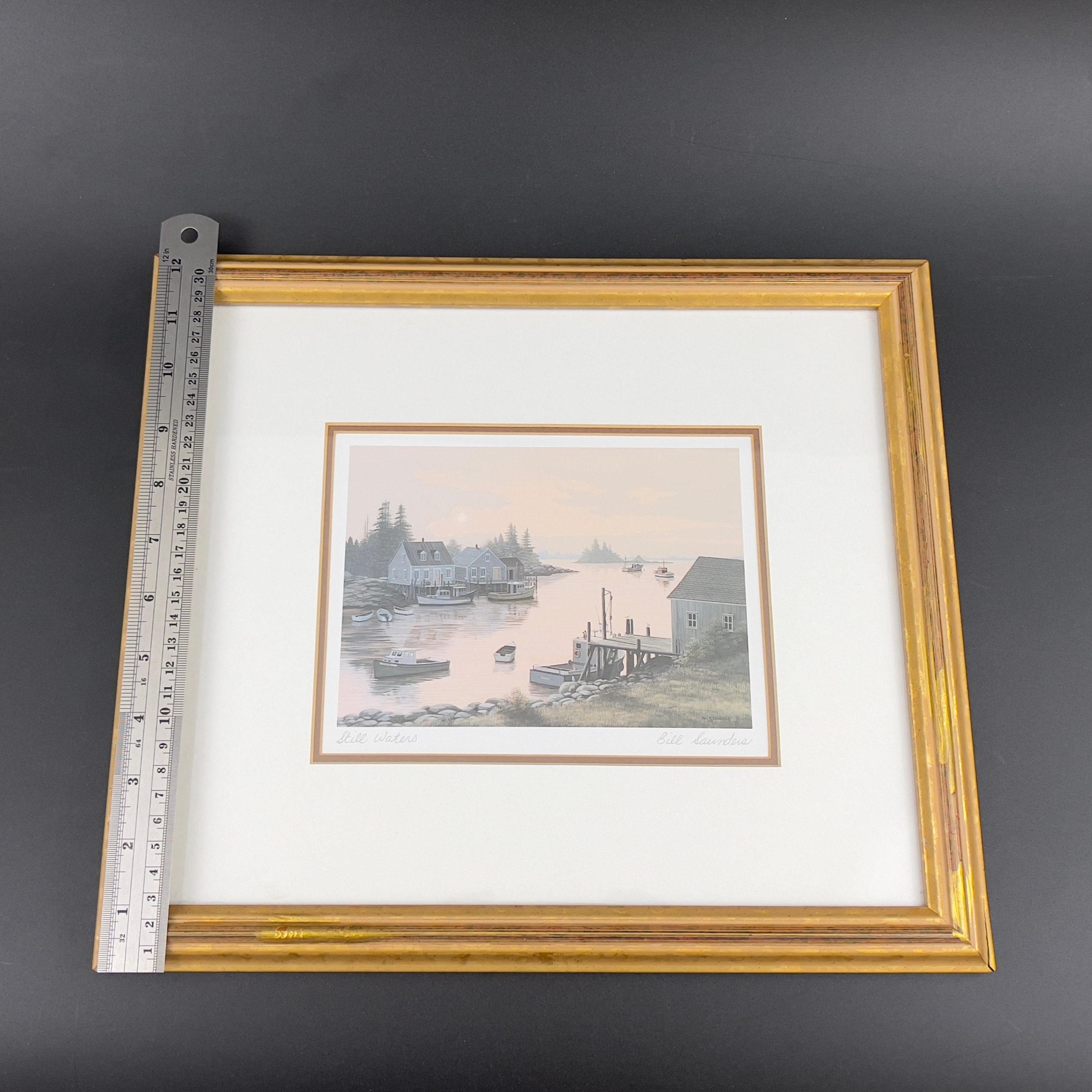 Vintage Framed Seaside Print Set: Bill Saunders Signed Nautical Art - Image 10