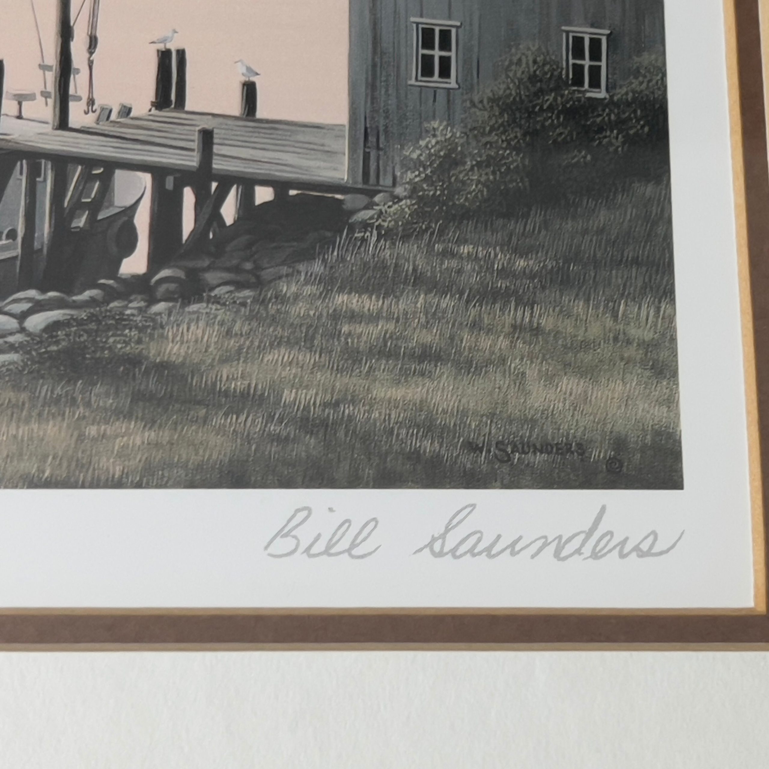 Vintage Framed Seaside Print Set: Bill Saunders Signed Nautical Art - Image 5