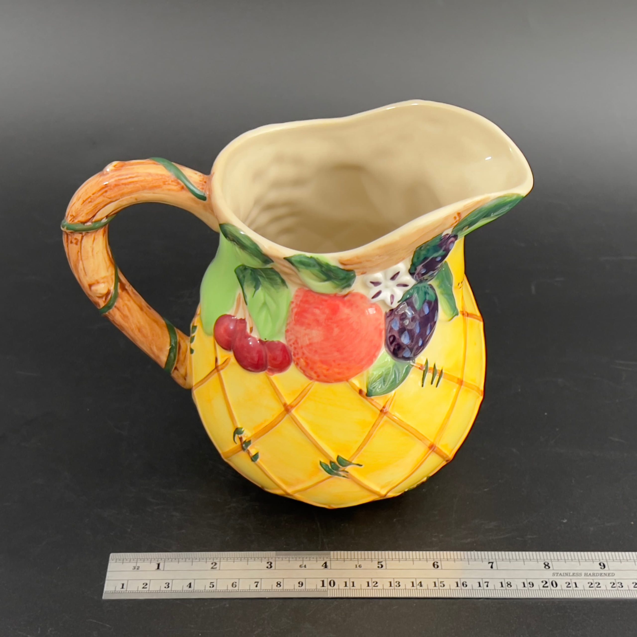Vintage Majolica Fruit Pitcher: Hand-Painted Ceramic Sangria Server - Image 10