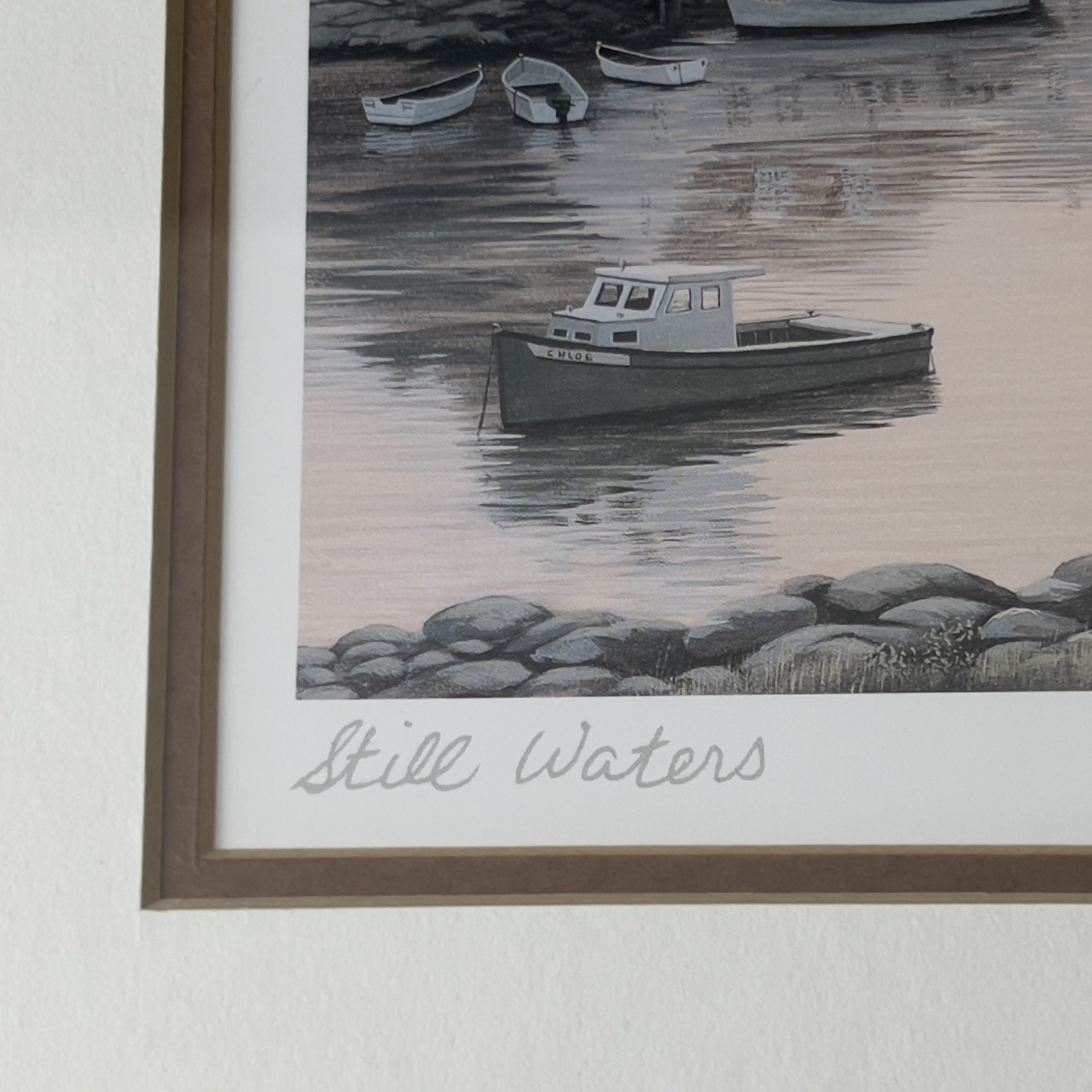 Vintage Framed Seaside Print Set: Bill Saunders Signed Nautical Art - Image 4