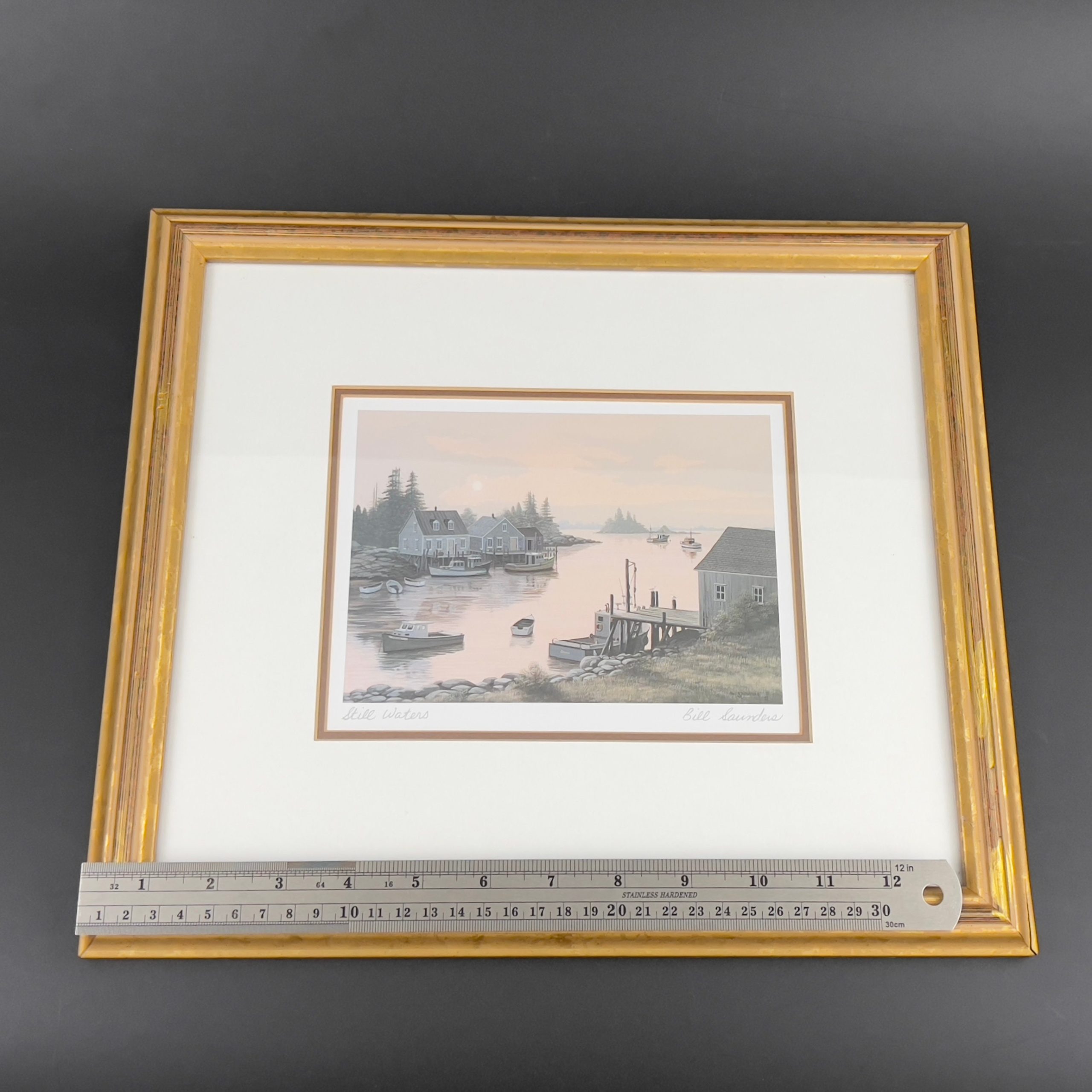 Vintage Framed Seaside Print Set: Bill Saunders Signed Nautical Art - Image 9