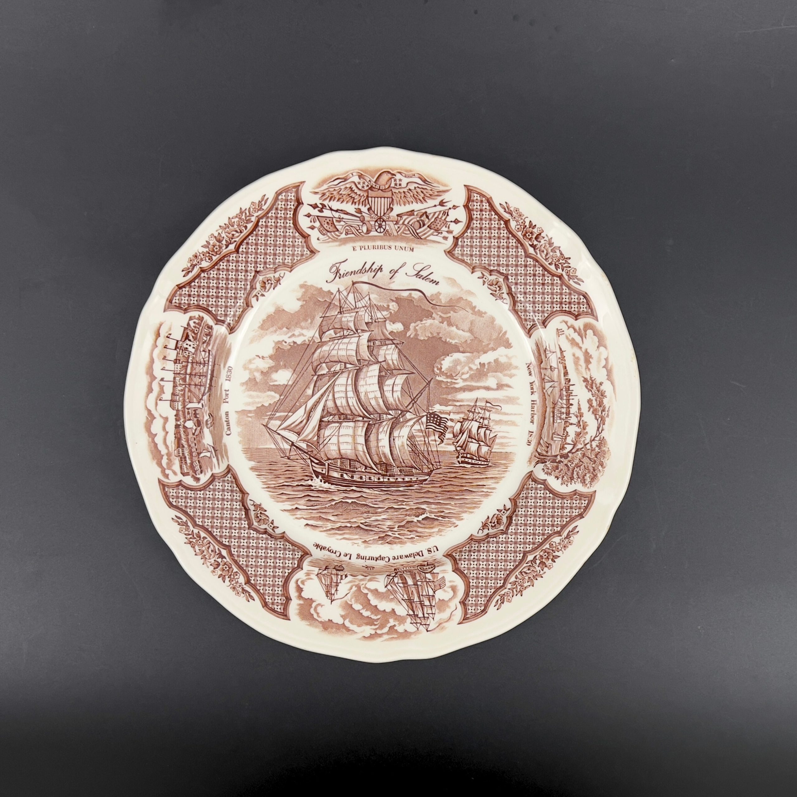 Vintage Alfred Meakin Ship Plate: "The Friendship of Salem" Nautical Decor