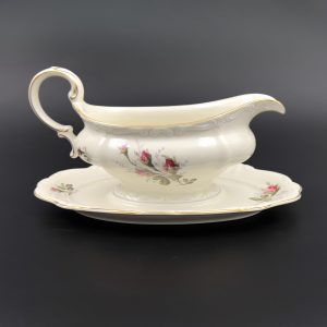 Vintage Rosenthal Moss Rose Gravy Boat with Attached Underplate
