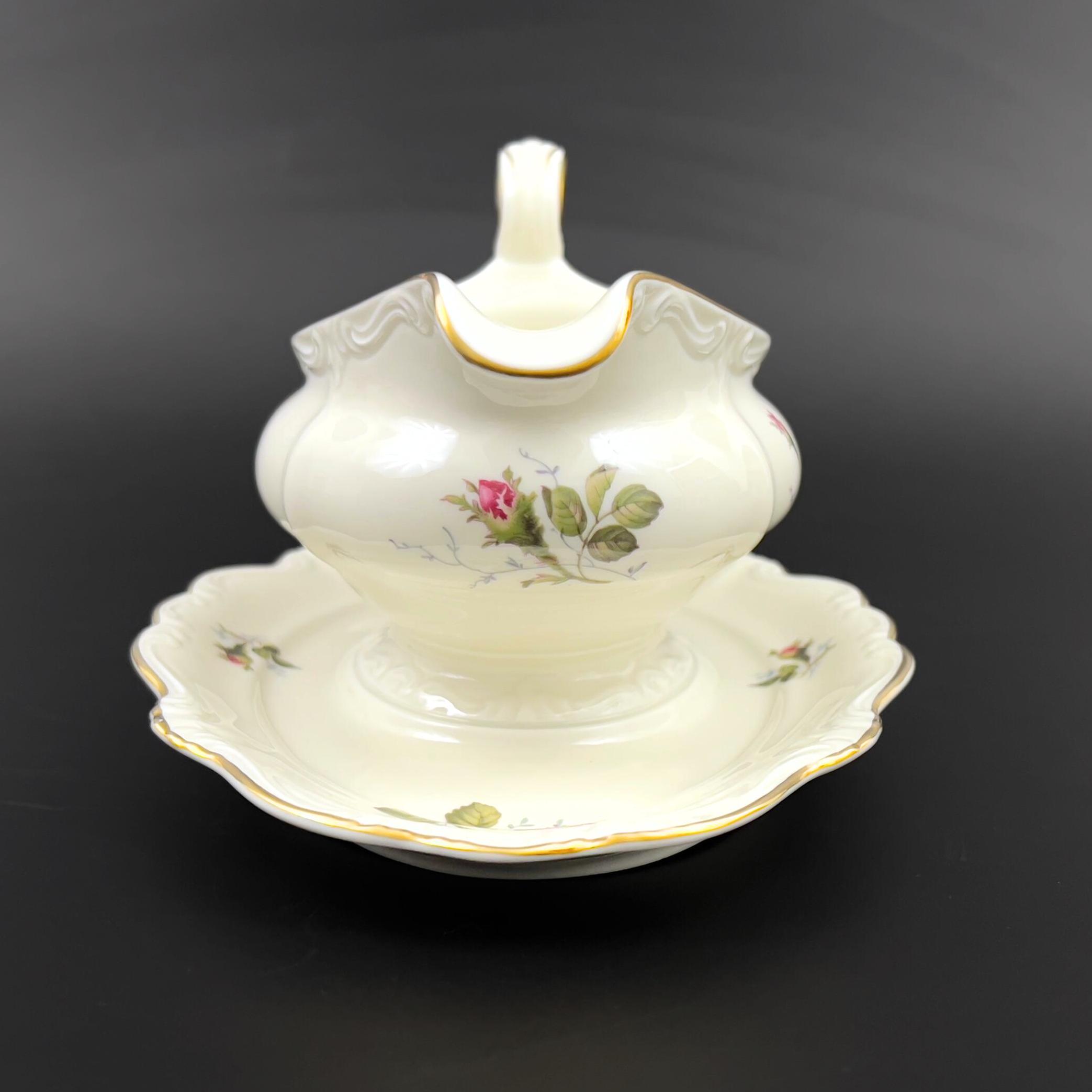 Vintage Rosenthal Moss Rose Gravy Boat with Attached Underplate - Image 4