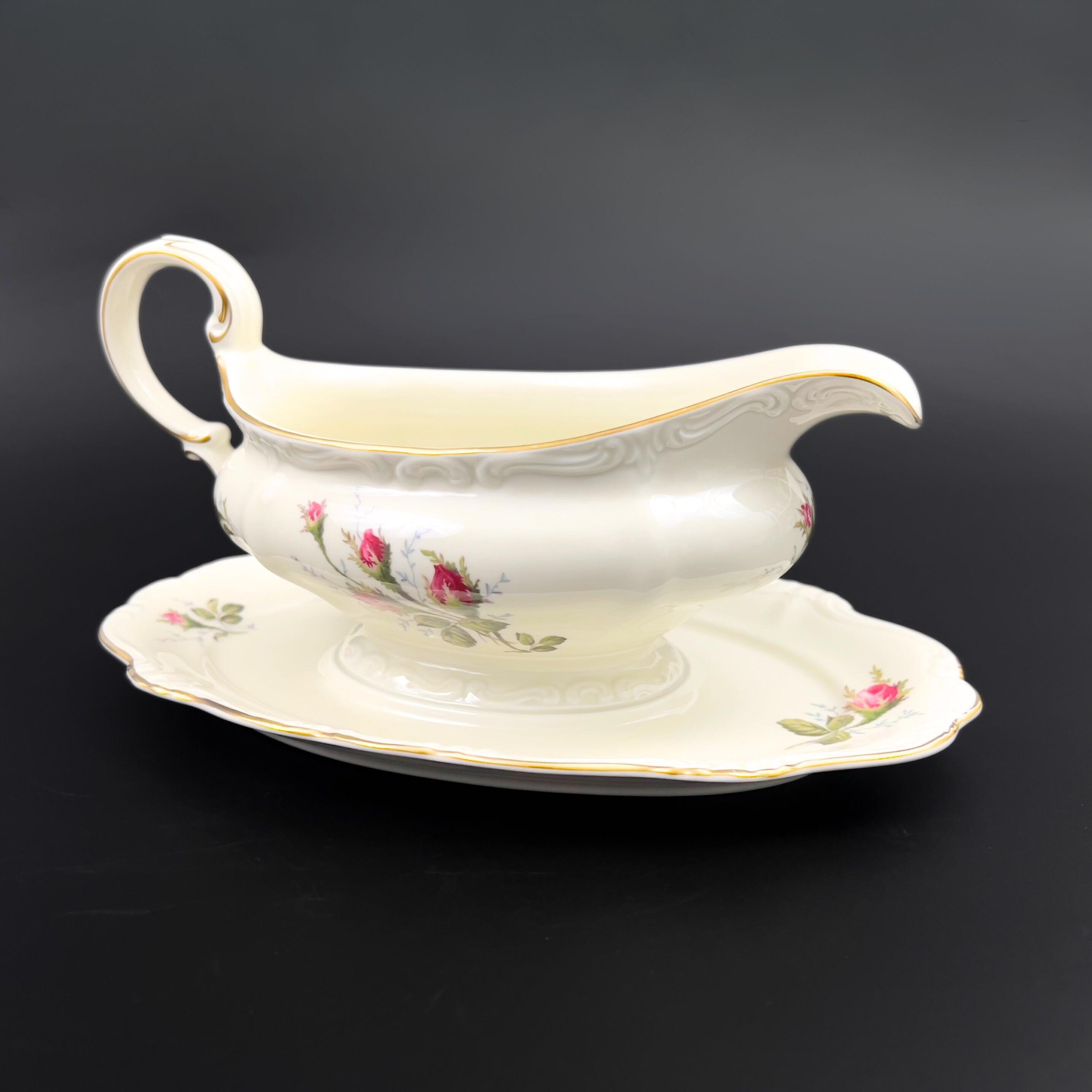 Vintage Rosenthal Moss Rose Gravy Boat with Attached Underplate - Image 9