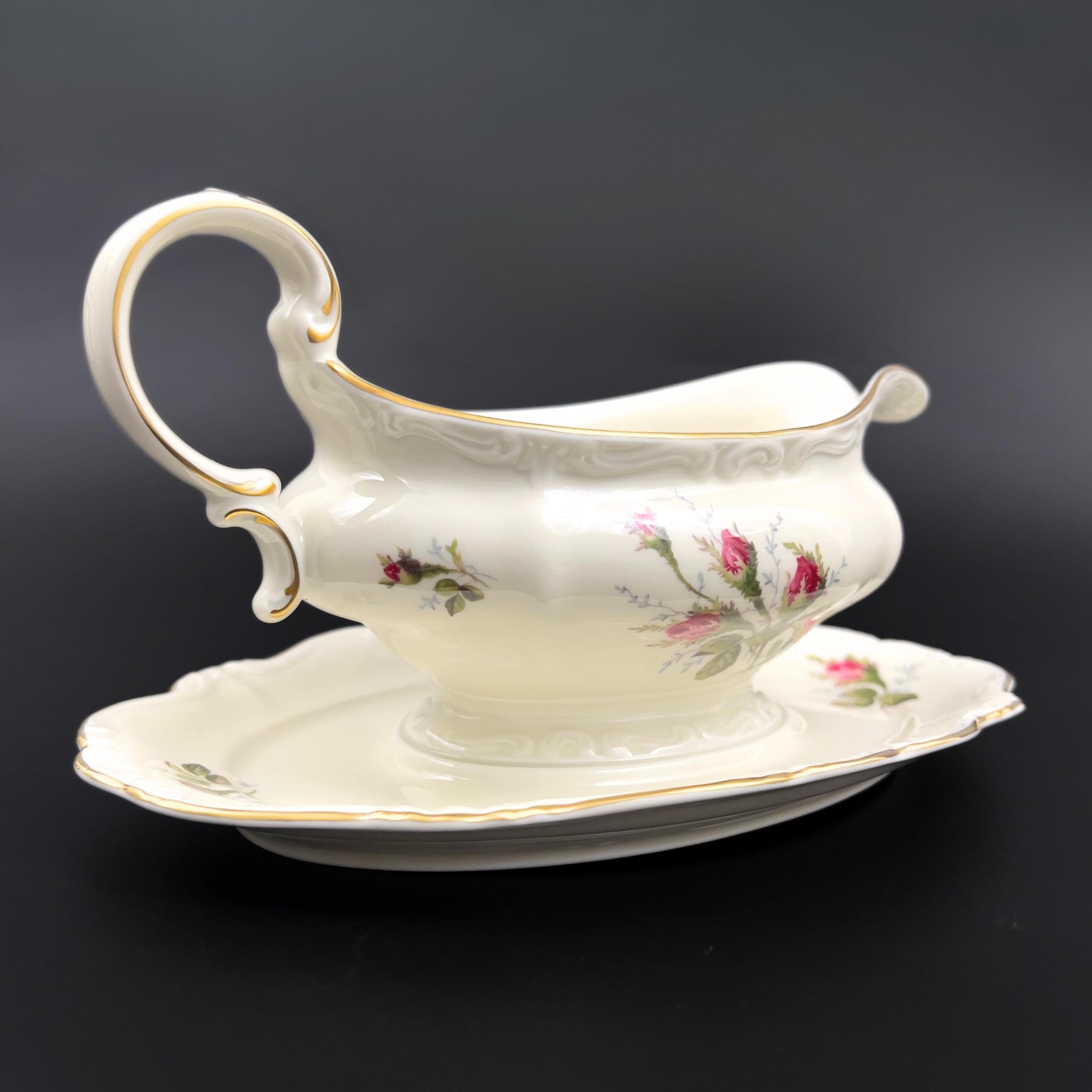 Vintage Rosenthal Moss Rose Gravy Boat with Attached Underplate - Image 5