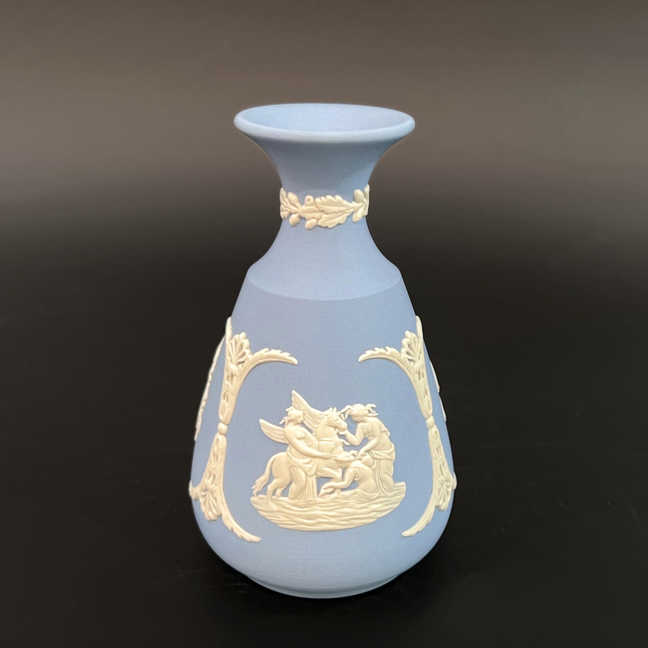 Vintage Wedgwood Blue Jasperware: Vase & Trinket Dishes, Made in England - Image 3
