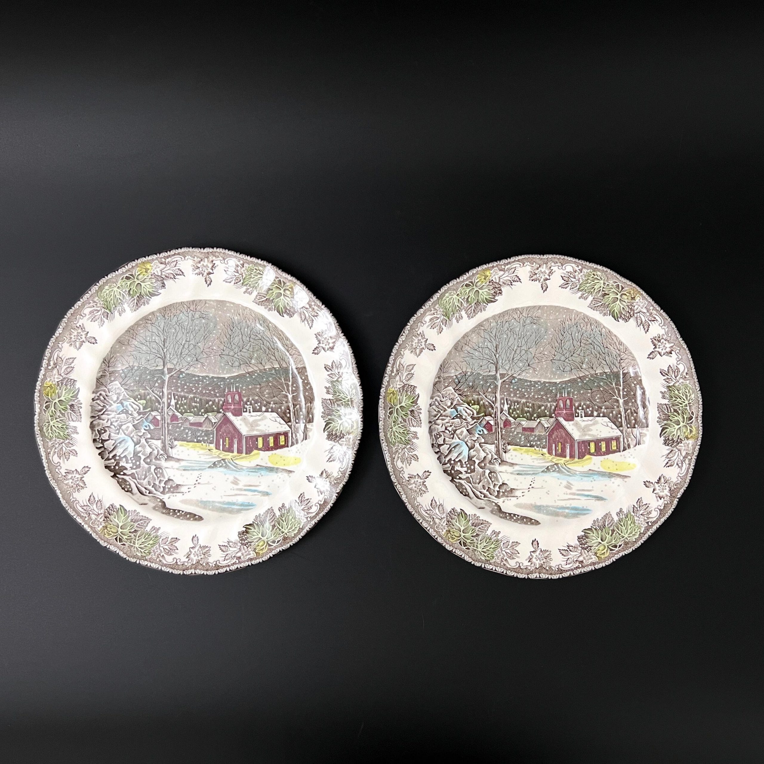 Johnson Brothers Friendly Village Dinner Plates (Set of 2): Vintage English Christmas Decor