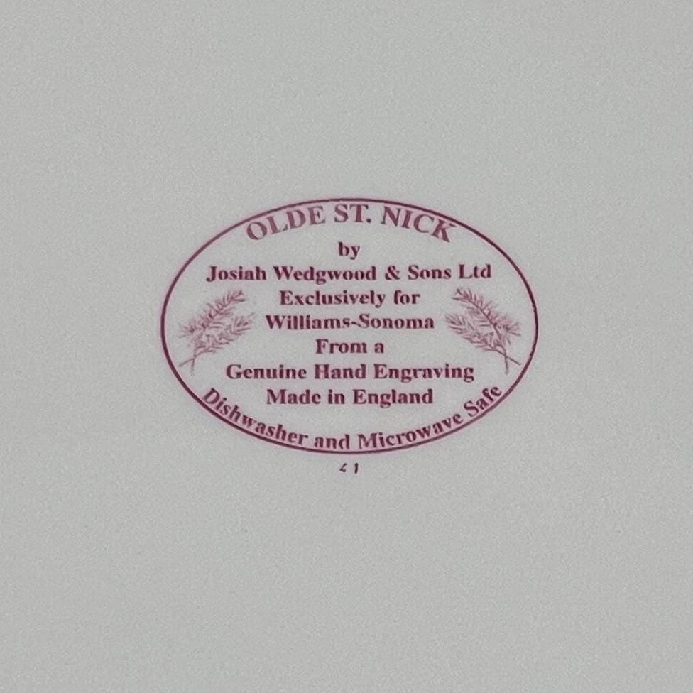 Vintage Wedgwood Christmas Cake Plate: Olde St. Nick Red Transferware - Image 11