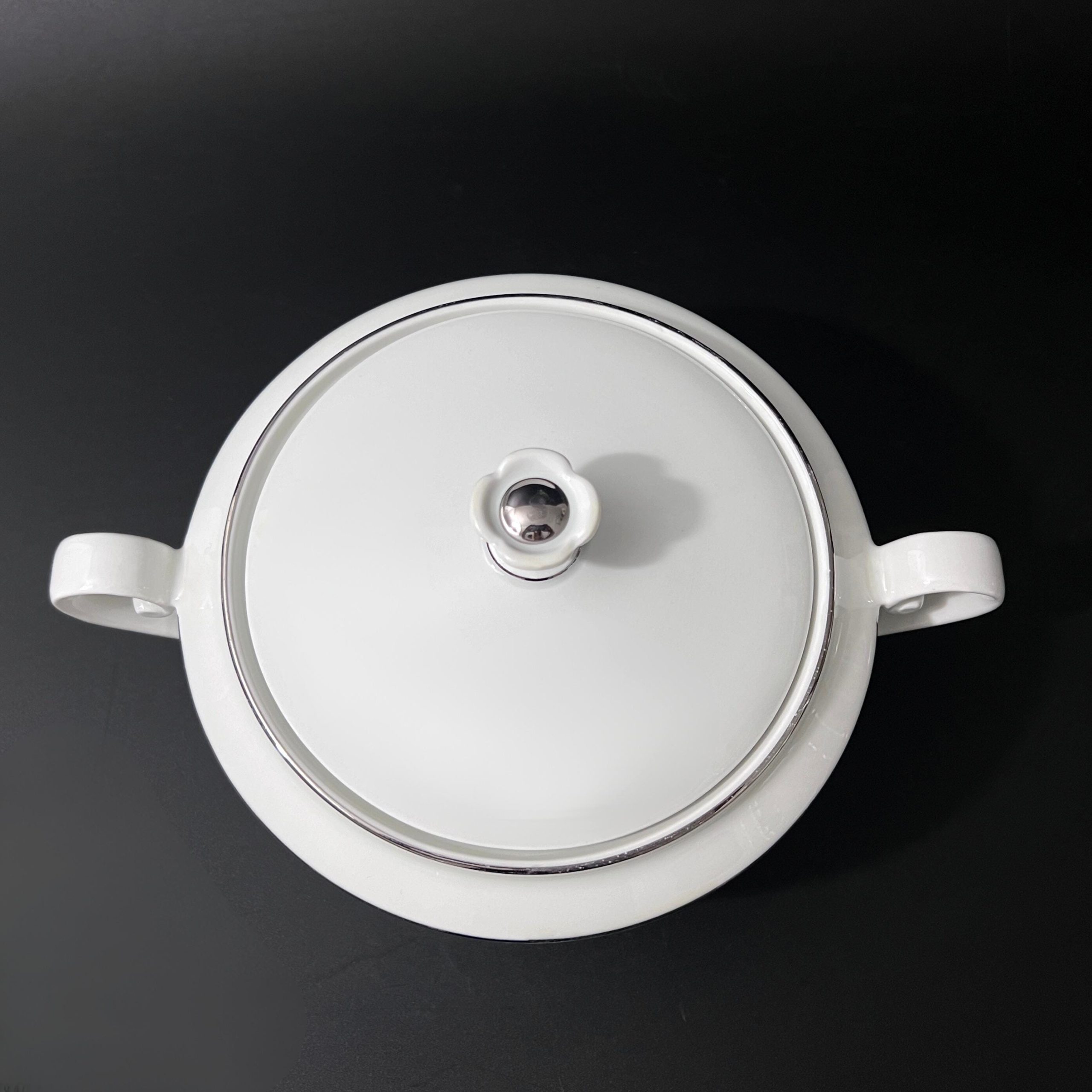 Vintage Bareuther Waldsassen Porcelain Covered Dish: Bavarian Platinum Trim Serveware - Image 3