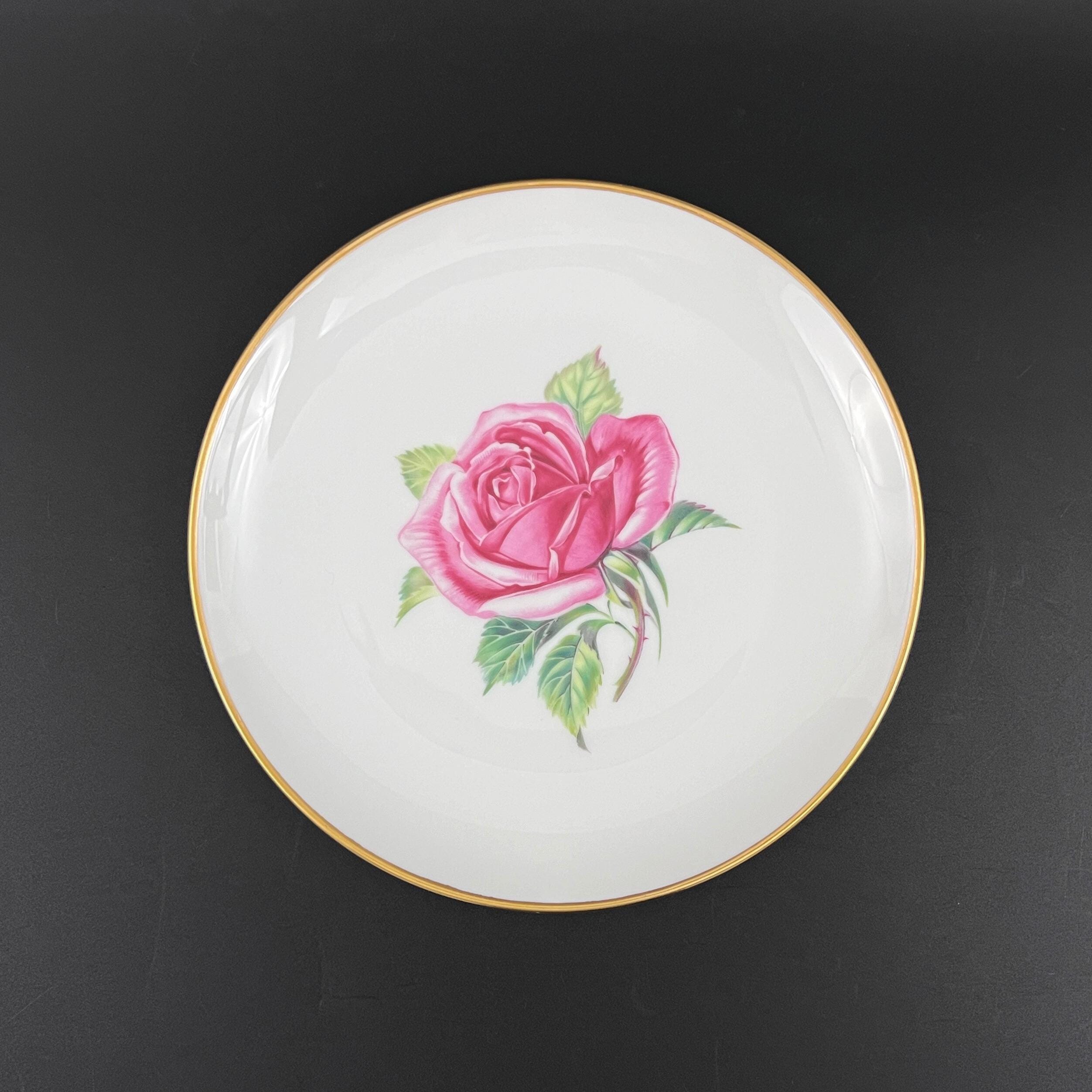 Vintage Heinrich H&C Selb Bavaria Rose Plates, Set of 4, Gold Trim - Image 5
