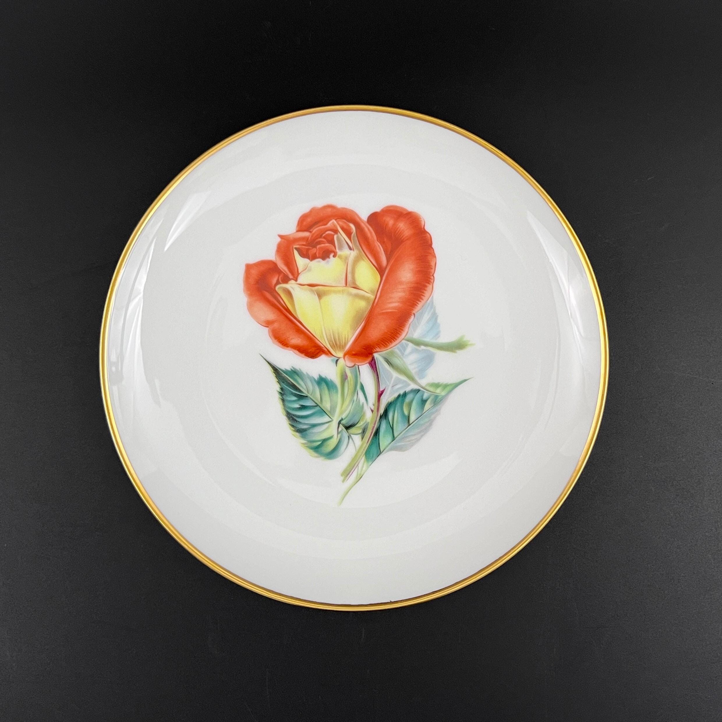 Vintage Heinrich H&C Selb Bavaria Rose Plates, Set of 4, Gold Trim - Image 7