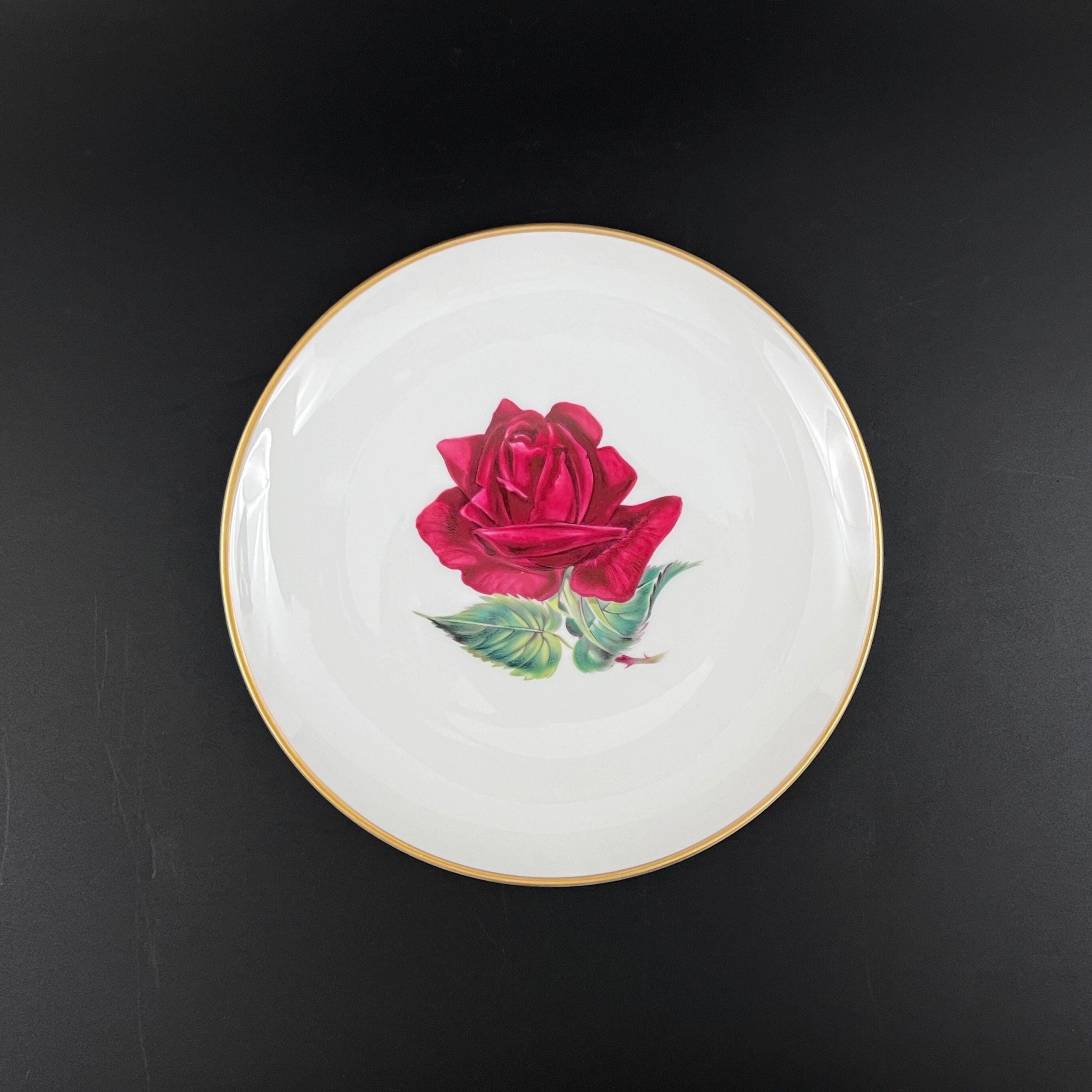 Vintage Heinrich H&C Selb Bavaria Rose Plates, Set of 4, Gold Trim - Image 8