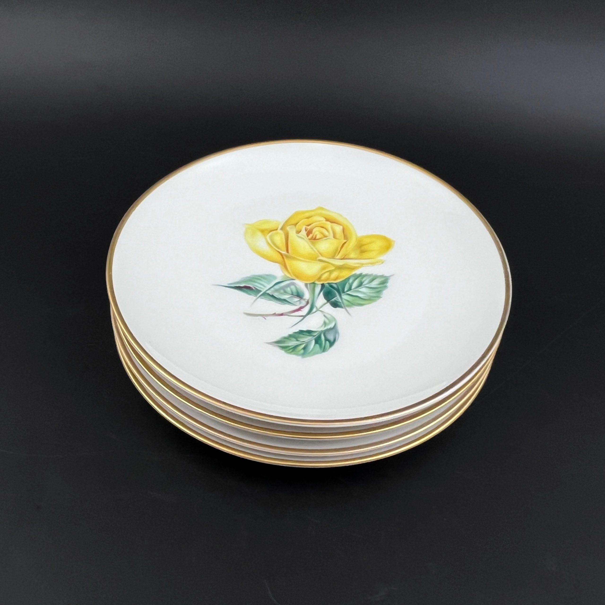 Vintage Heinrich H&C Selb Bavaria Rose Plates, Set of 4, Gold Trim - Image 9