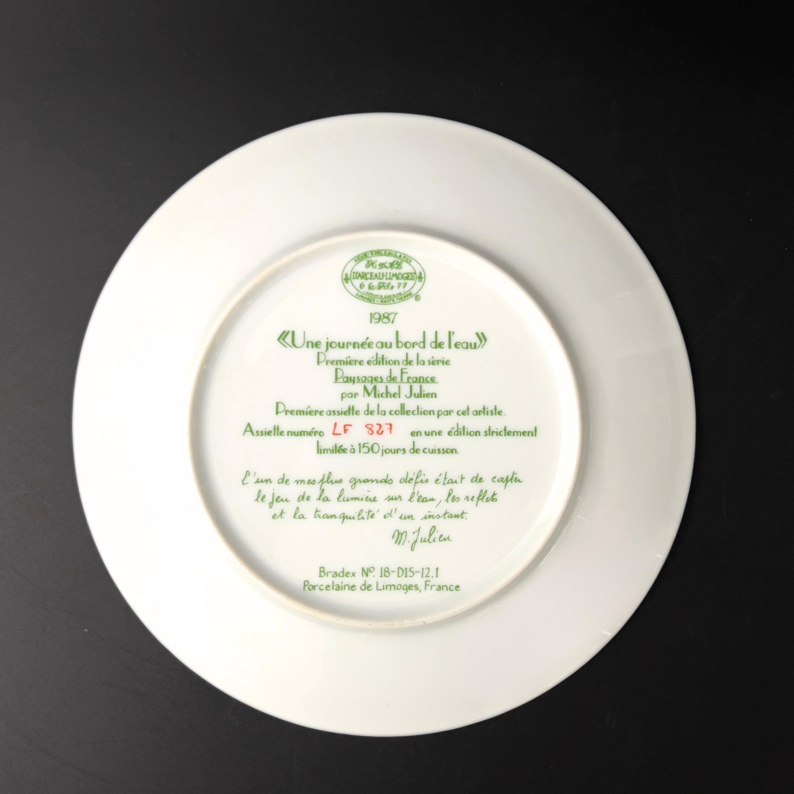 Limoges Collector Plate: French Landscape Scene by Michel Julien, 1987 - Image 3