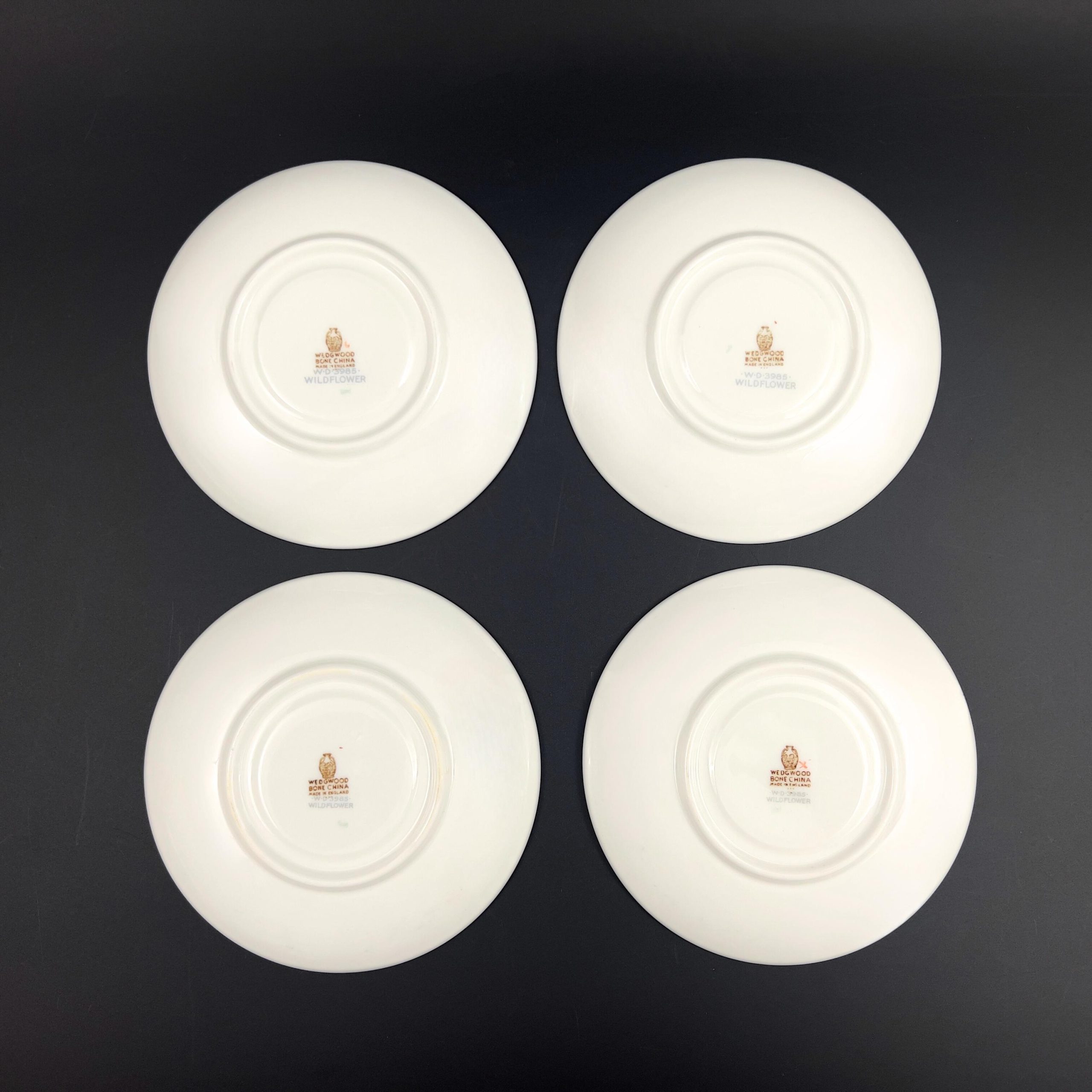 Vintage Wedgwood Wildflower Teacups & Saucers, Set of 4, Ivory Floral, Gold Trim - Image 9