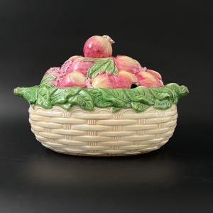 Vintage Italian Majolica Pomegranate Tureen: Mid-Century Ceramic Decor